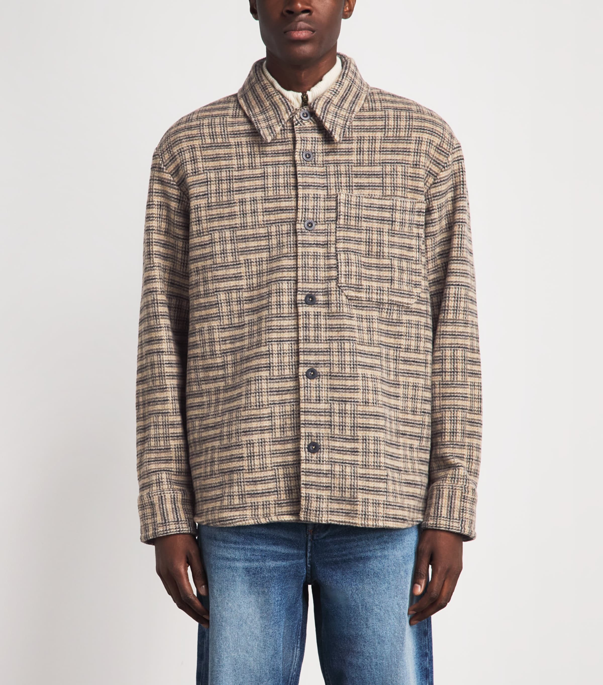 A.P.C. Mens Wool Check Overshirt Baa Beige Image 4