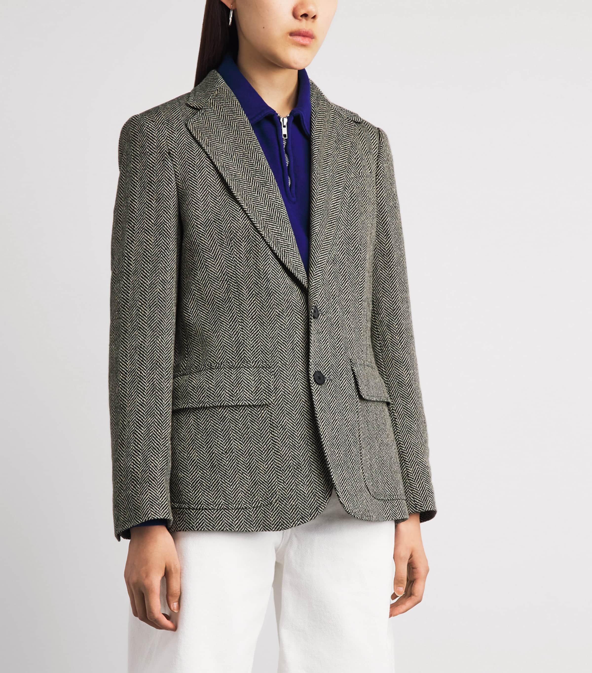 Polo Ralph Lauren Womens Linen-Silk-Wool Heritage Blazer Blk/bge Image 4