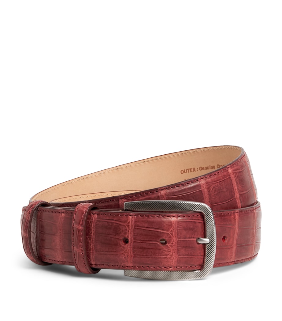 Elliot Rhodes Alligator Leather Belt Burgundy Image 1