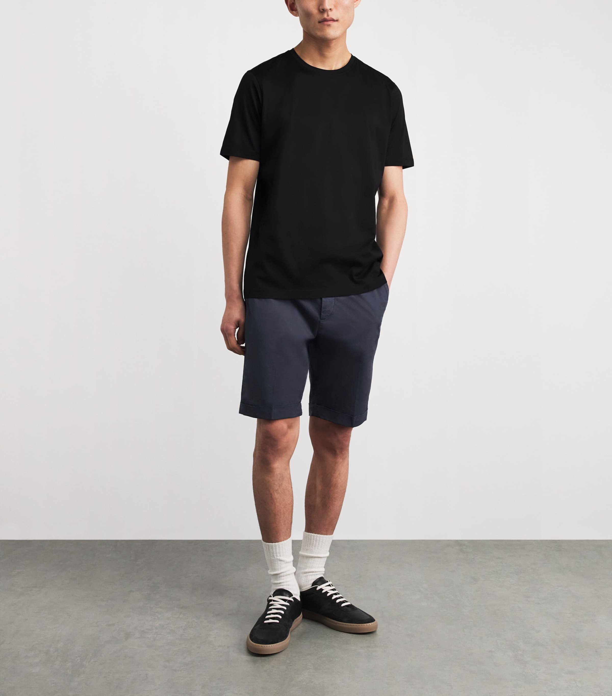 Corneliani Mens Bermuda Chino Shorts Navy Blue Image 2