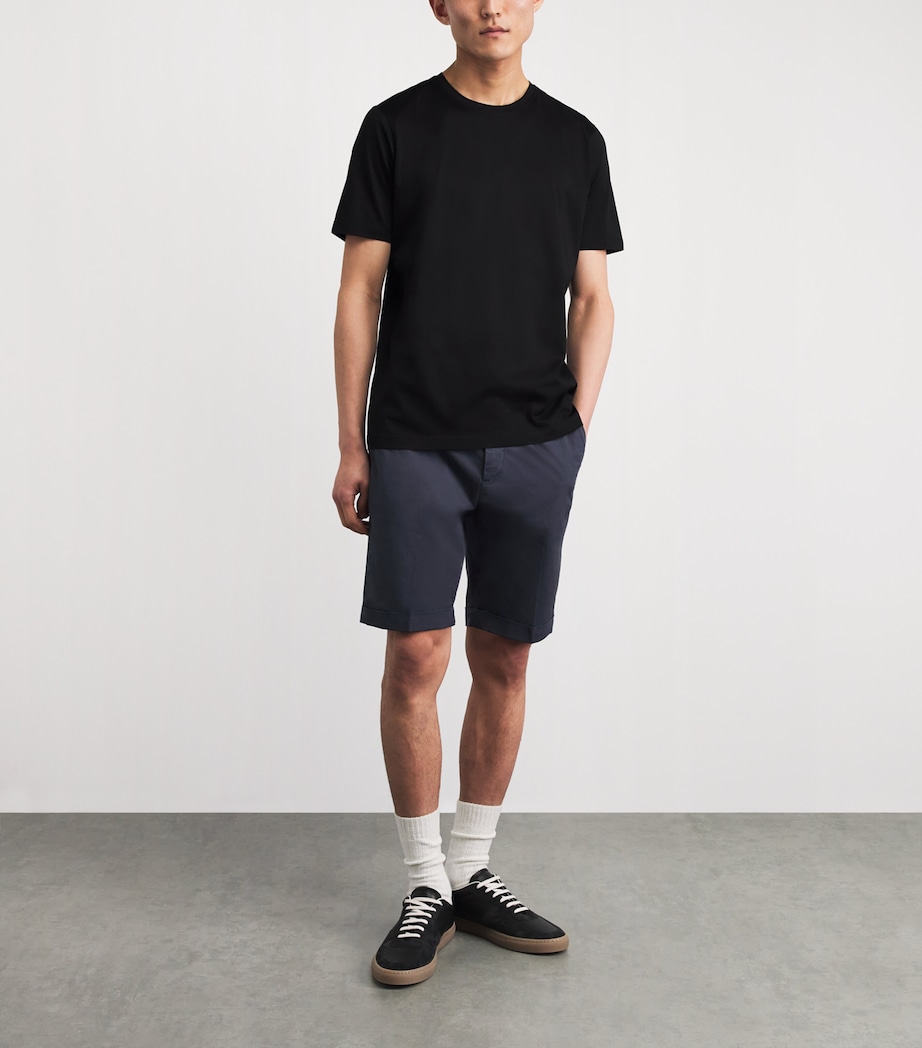 Corneliani Mens Bermuda Chino Shorts Navy Blue Image 2