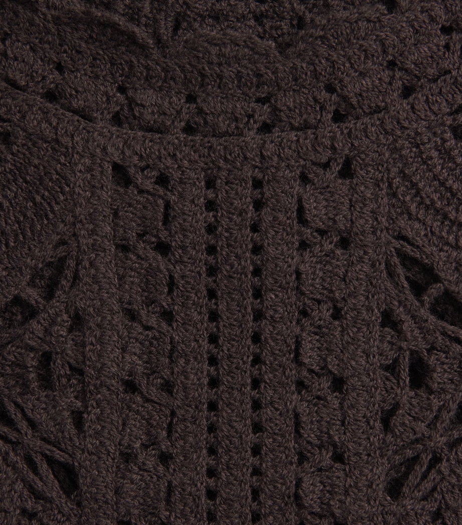 ME+EM Womens Framed Crochet T-Shirt Cocoa Brown Image 6