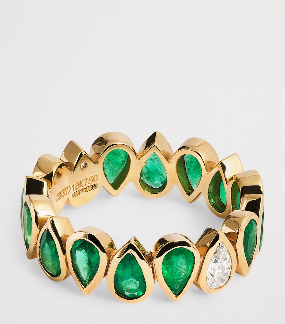 Yellow Gold, Diamond and Emerald Eternity Ring YELLOW GOLD Image 4