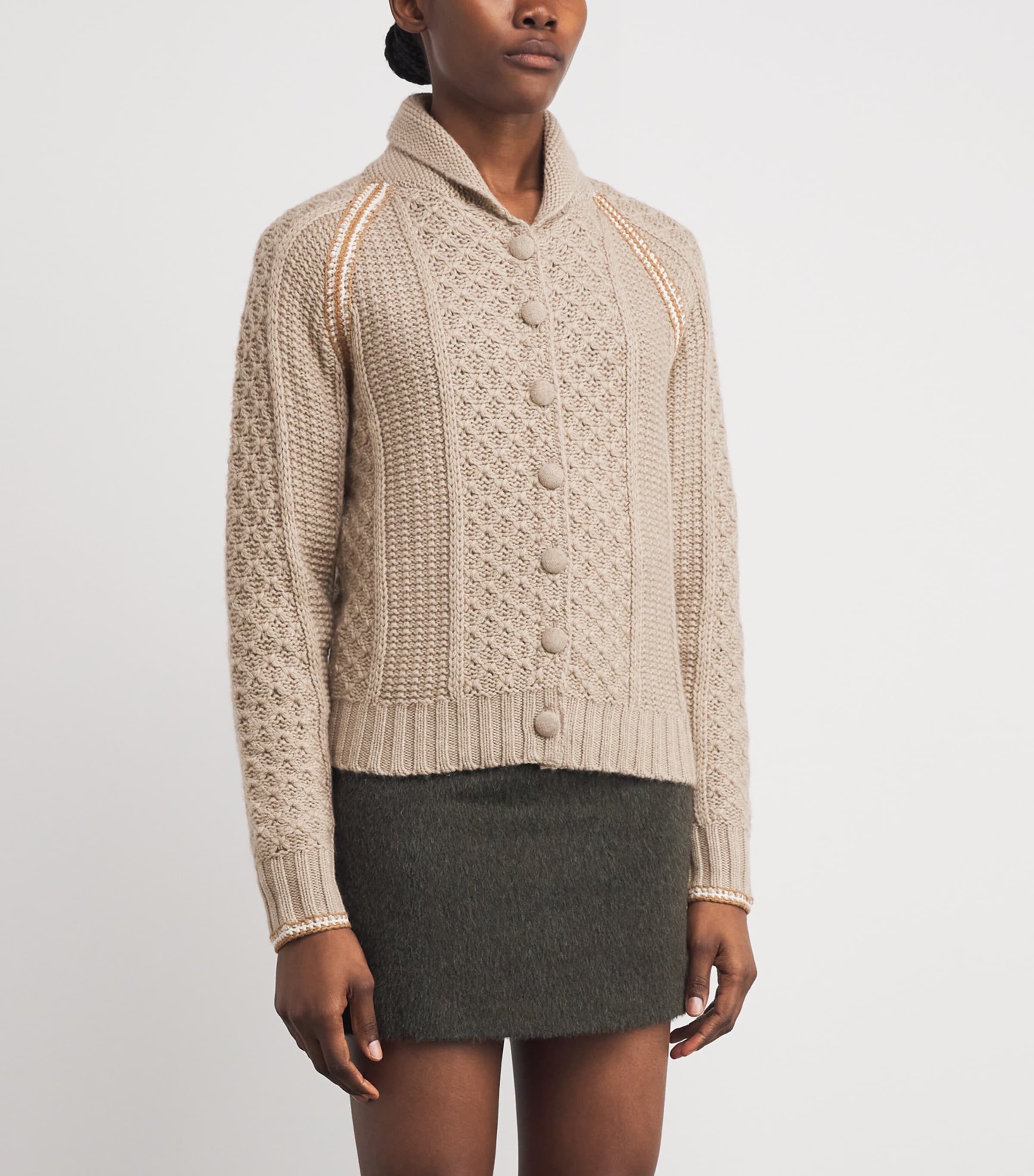 Wool-Cashmere Marlowe Cardigan TAUPE Image 3