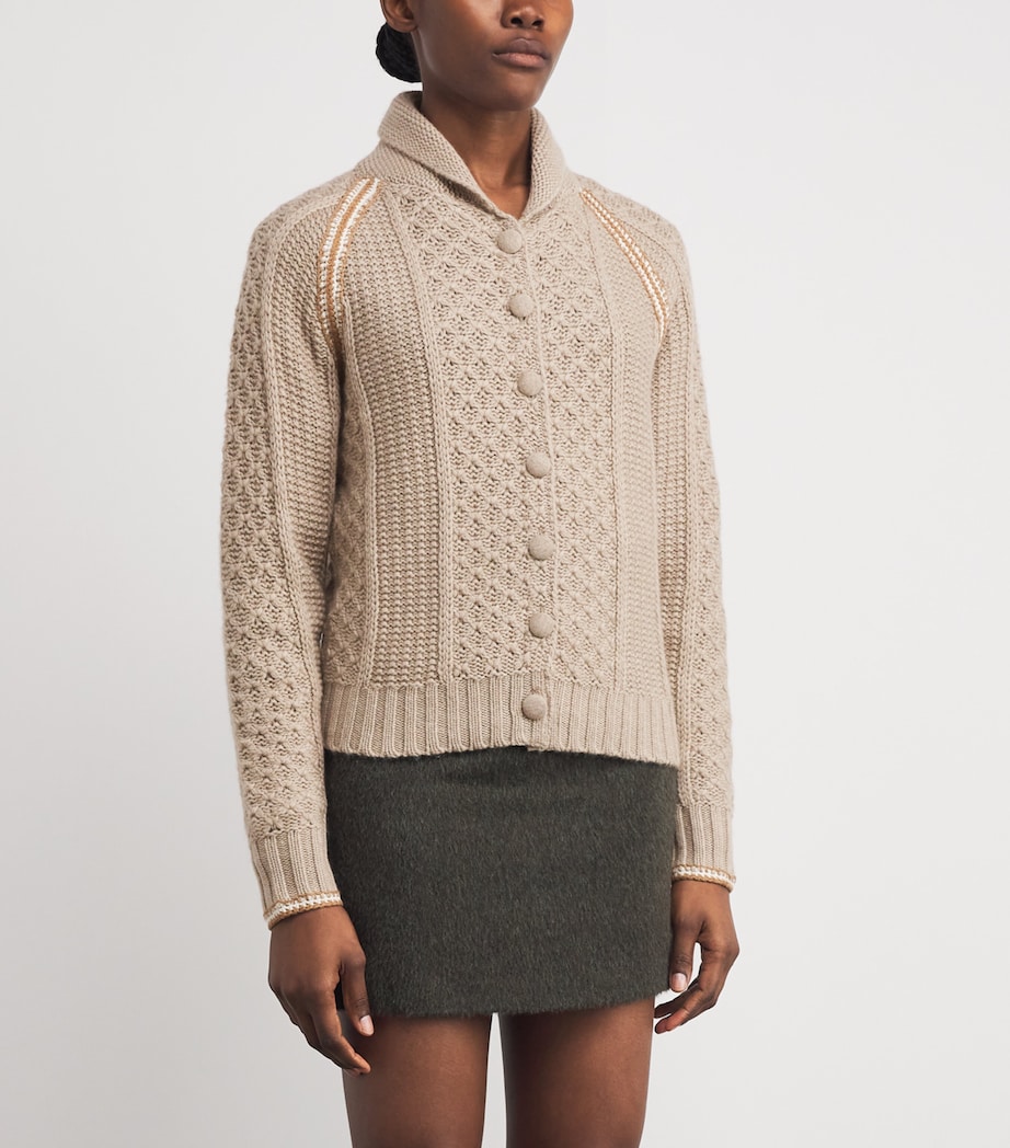 Wool-Cashmere Marlowe Cardigan TAUPE Image 3