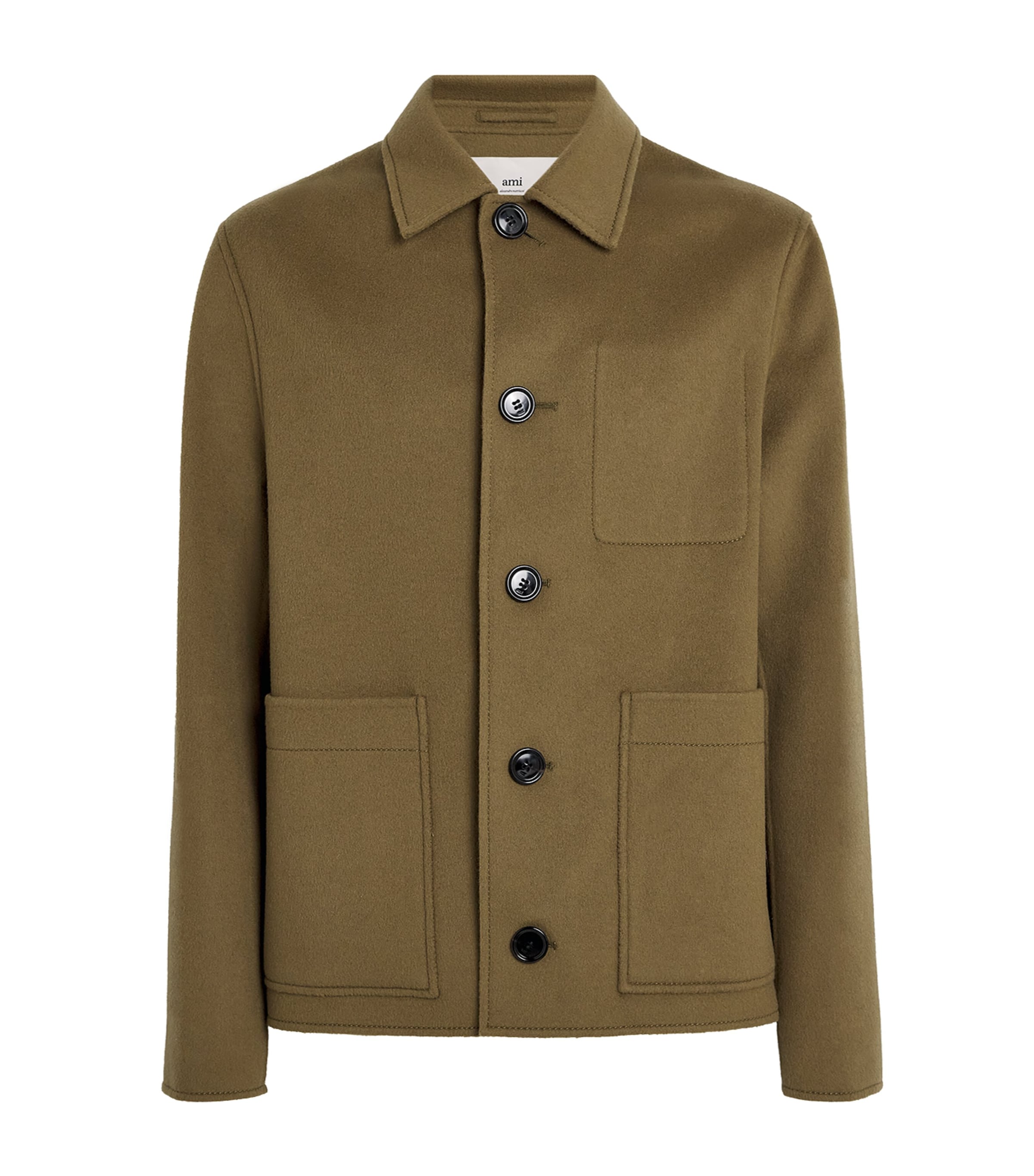 Ami Alexandre Mattiussi Boxy Wool-cashmere Blend Jacket In Brown