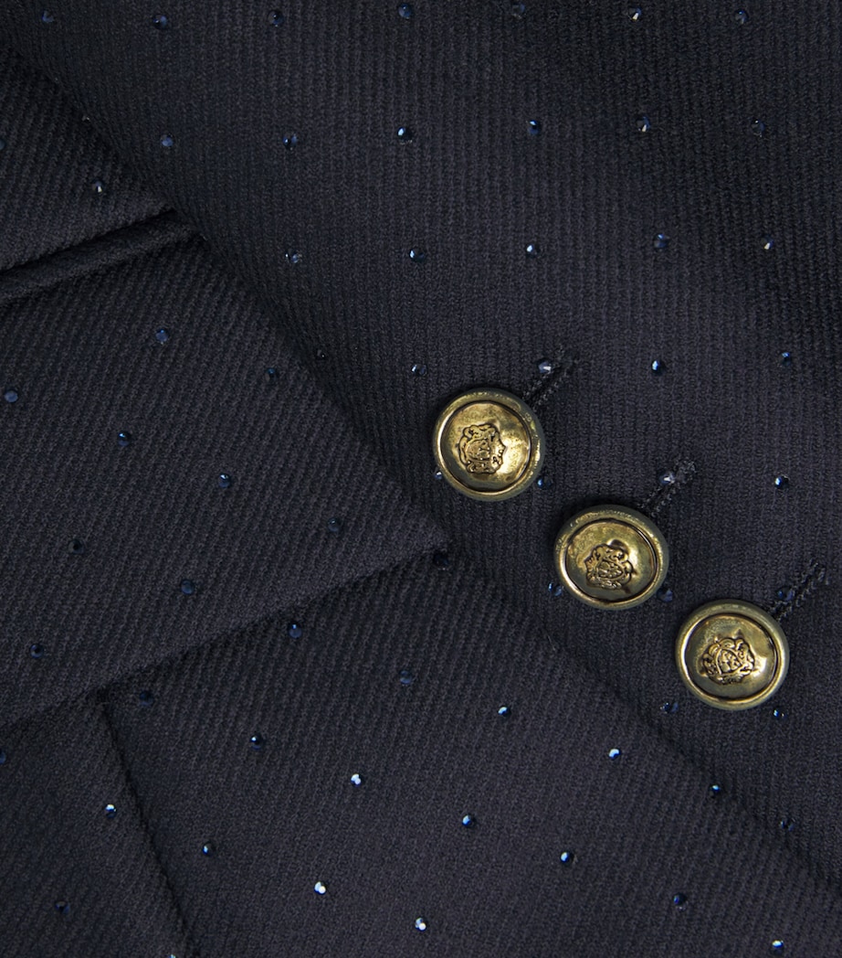 Sandro Paris Womens Wool Embellished Blazer Navy Blue Image 6