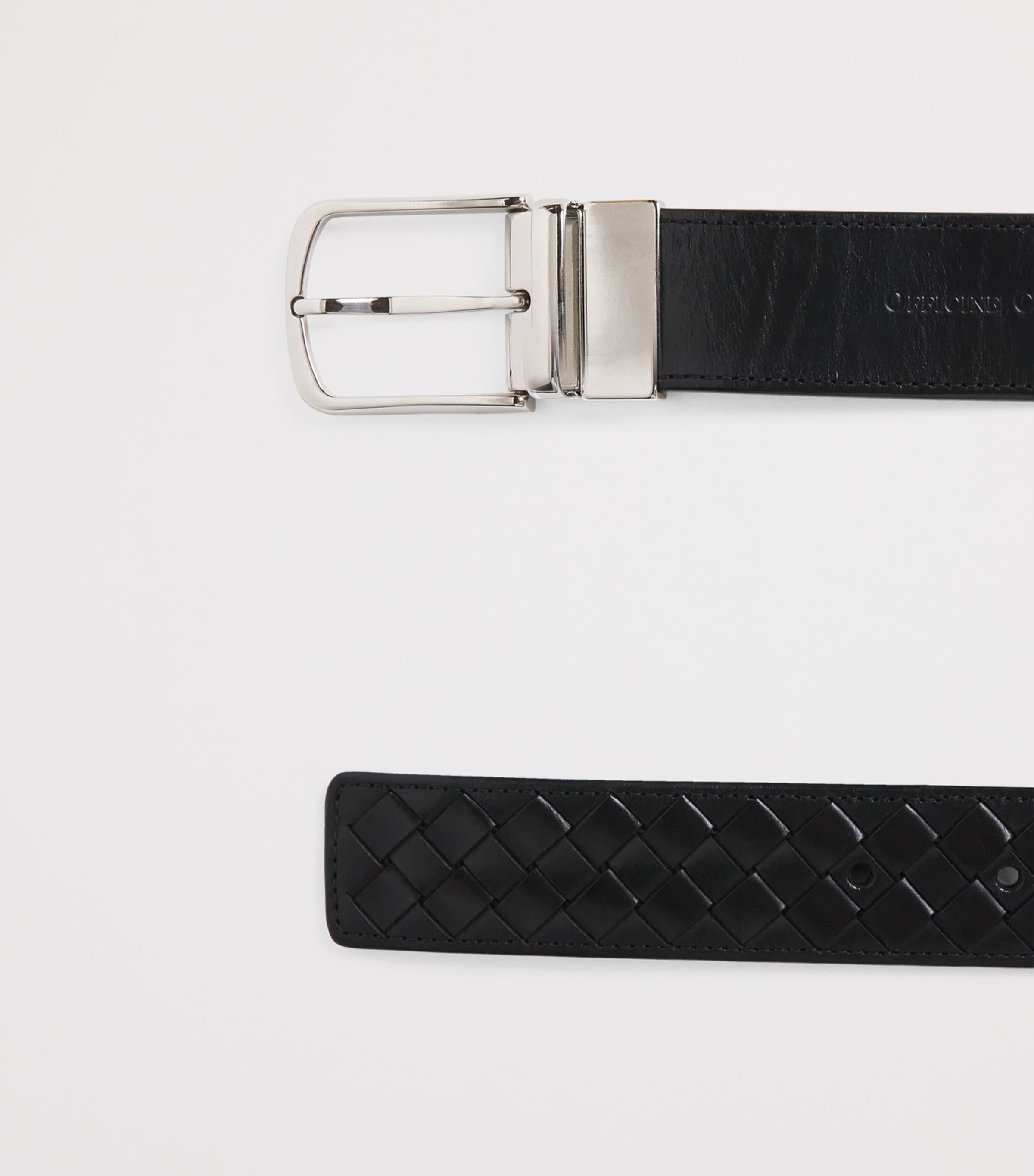 Officine Creative Leather Woven Reversible Belt Nero Image 3