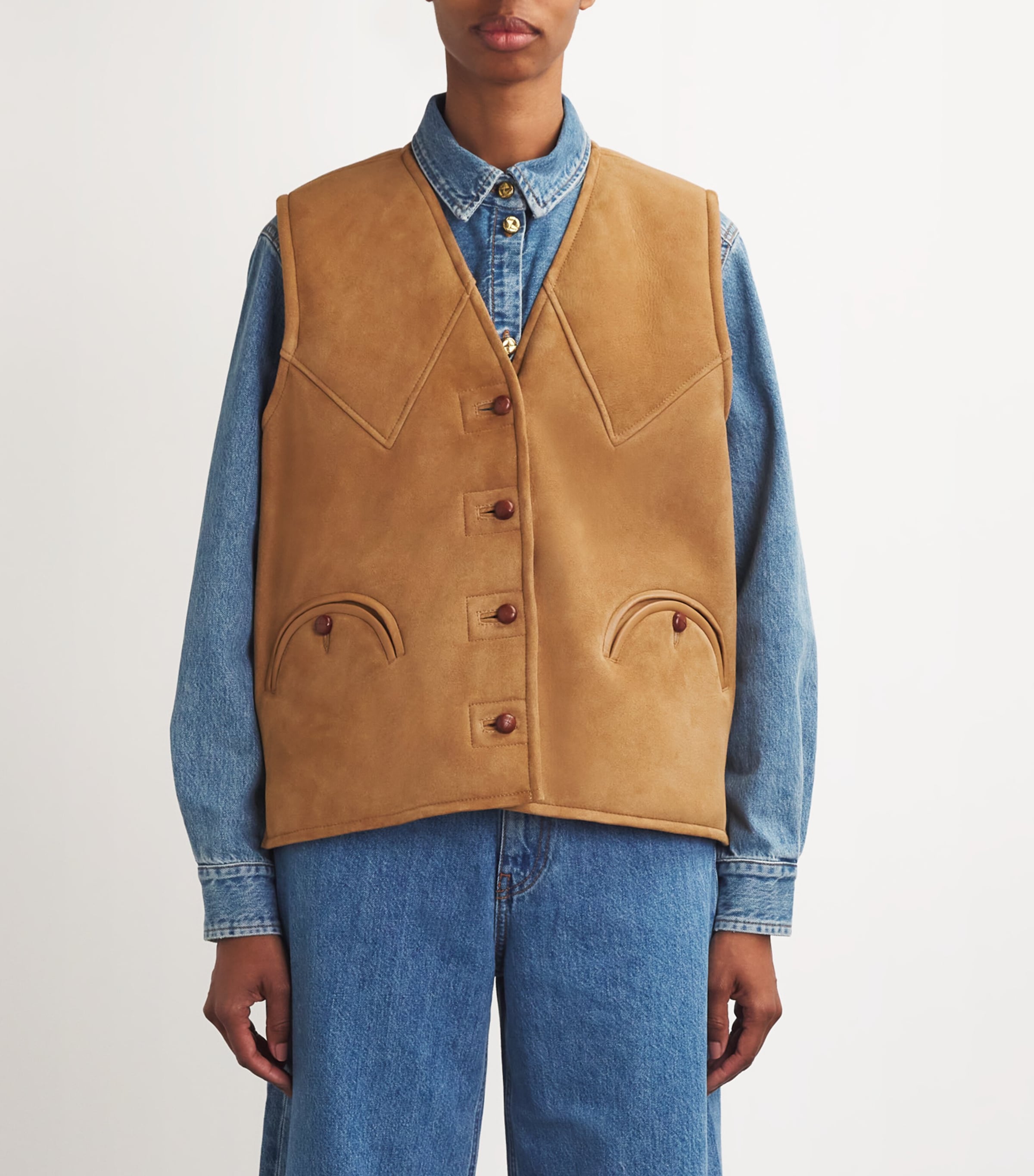 Shearling Tatoosh Gilet 0001 CAMEL Image 3