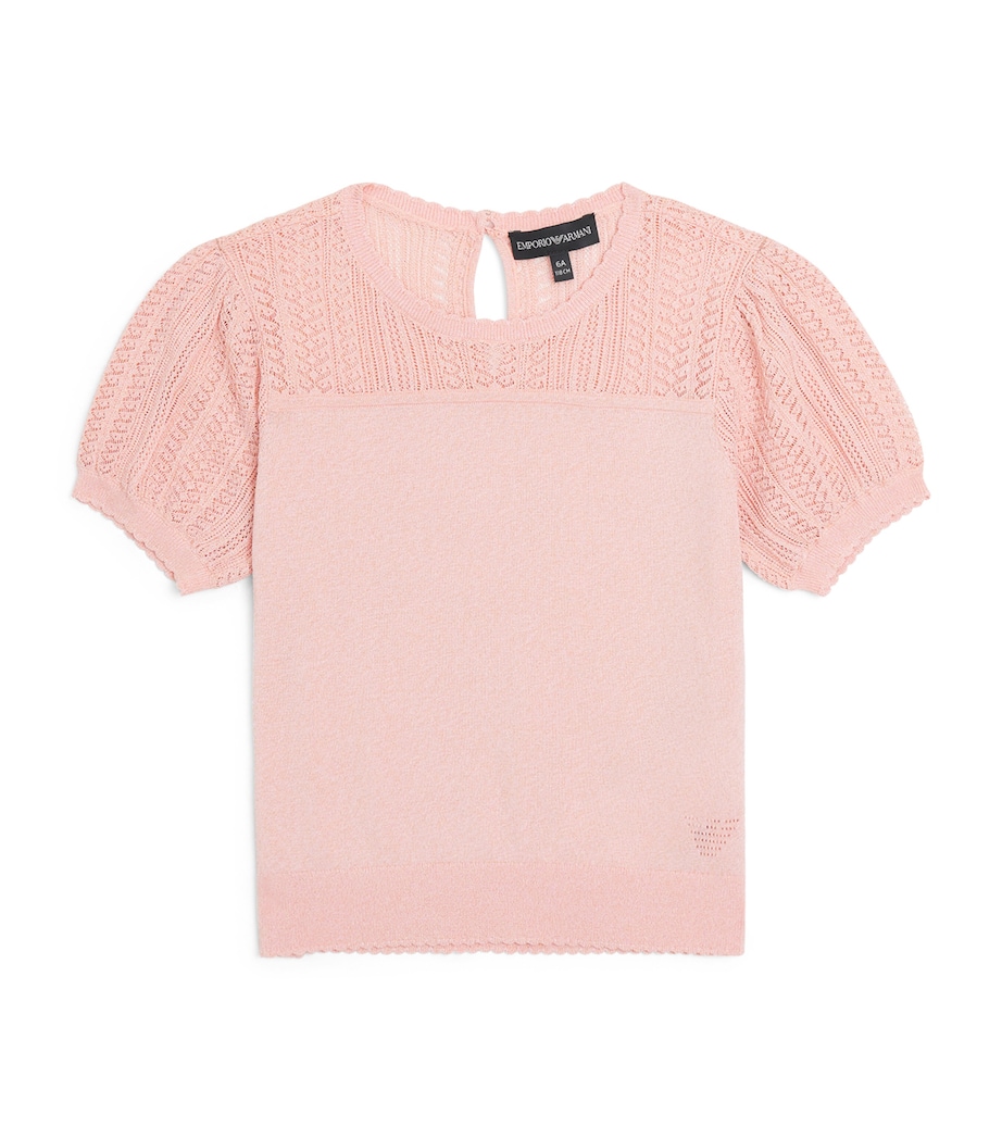 Emporio Armani Kids Two-Tone Top (4-14 Years) Peachskin Image 1