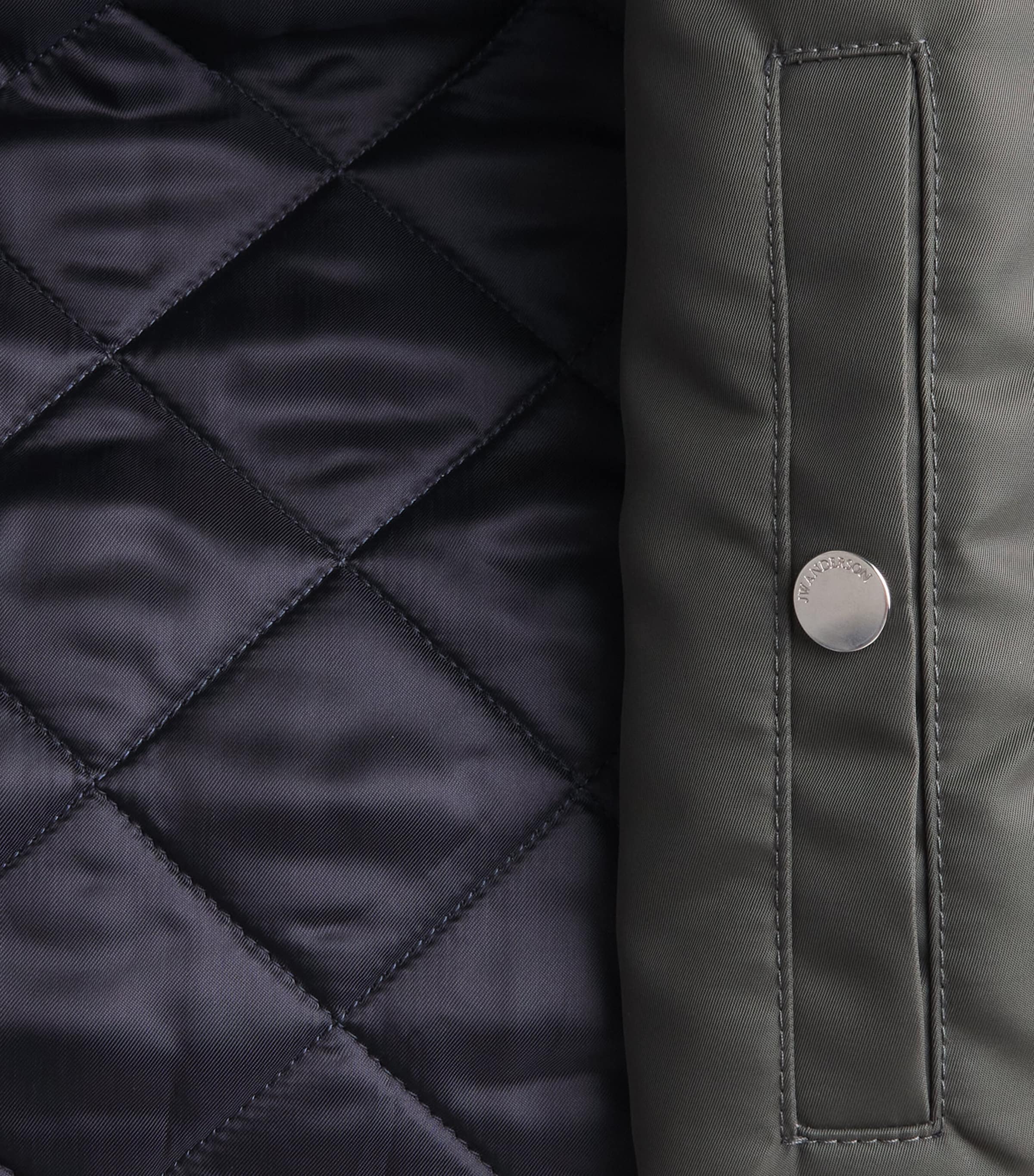 JW Anderson Mens Shearling-Hood Bomber Jacket Dark Khaki Image 5
