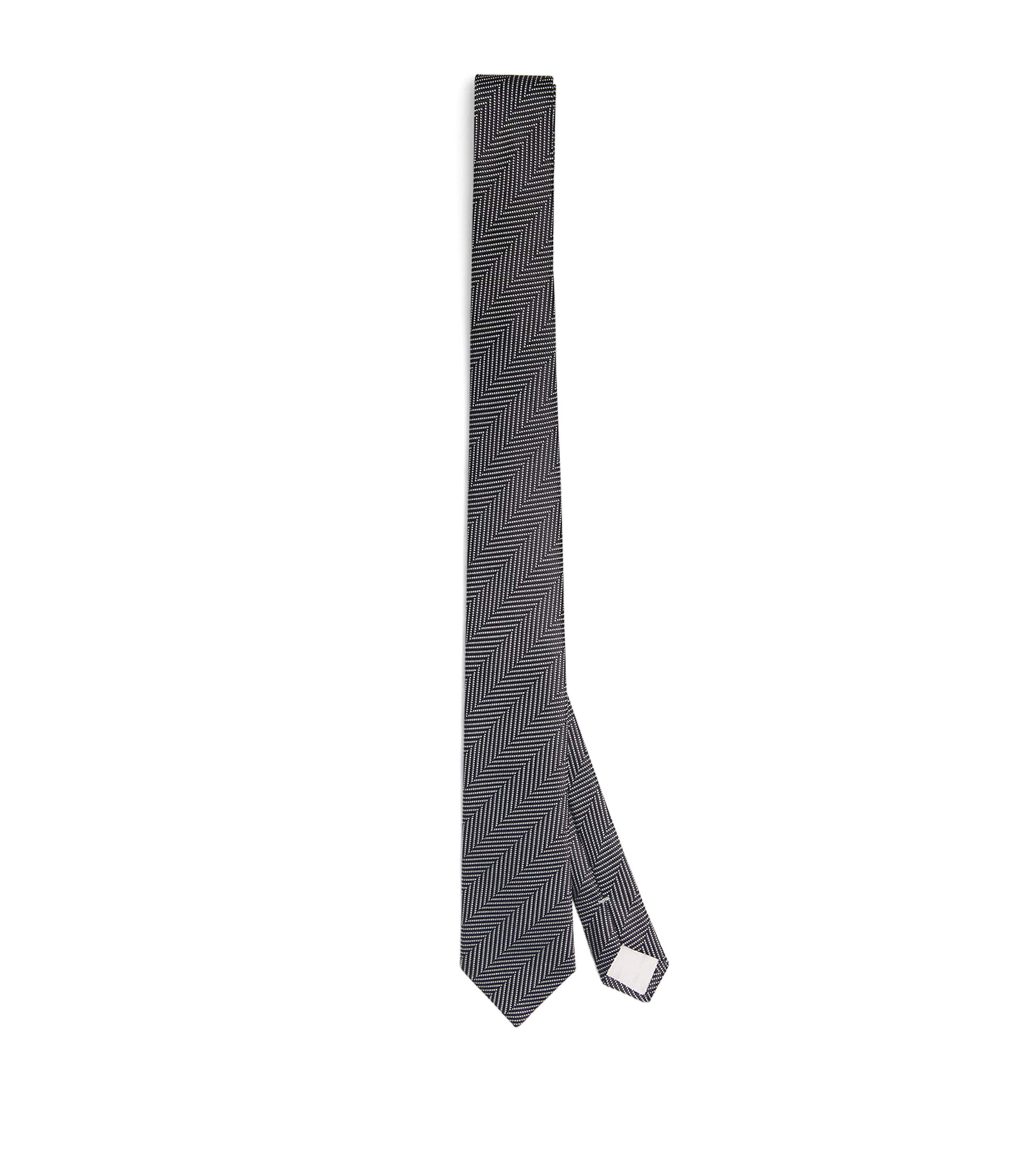 Giorgio Armani Silk Herringbone Jacquard Tie | Men Accessories | Ties | Neckties | Silk Ties | Designers | Giorgio Armani | Partywear | Mens | Accessories