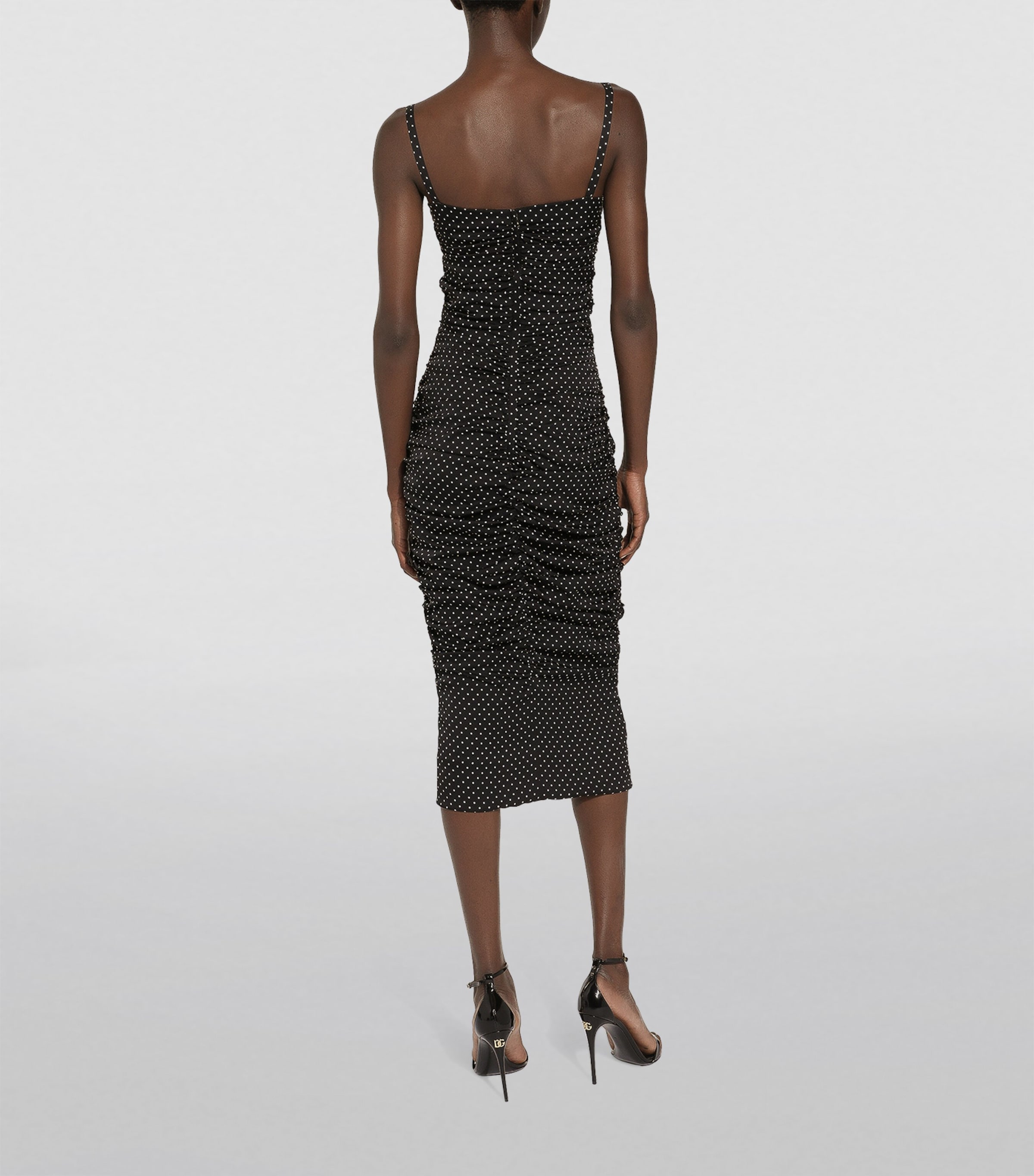 Dolce&Gabbana Womens Silk Polka-Dot Bodycon Dress Pois Bianco Fd Image 5