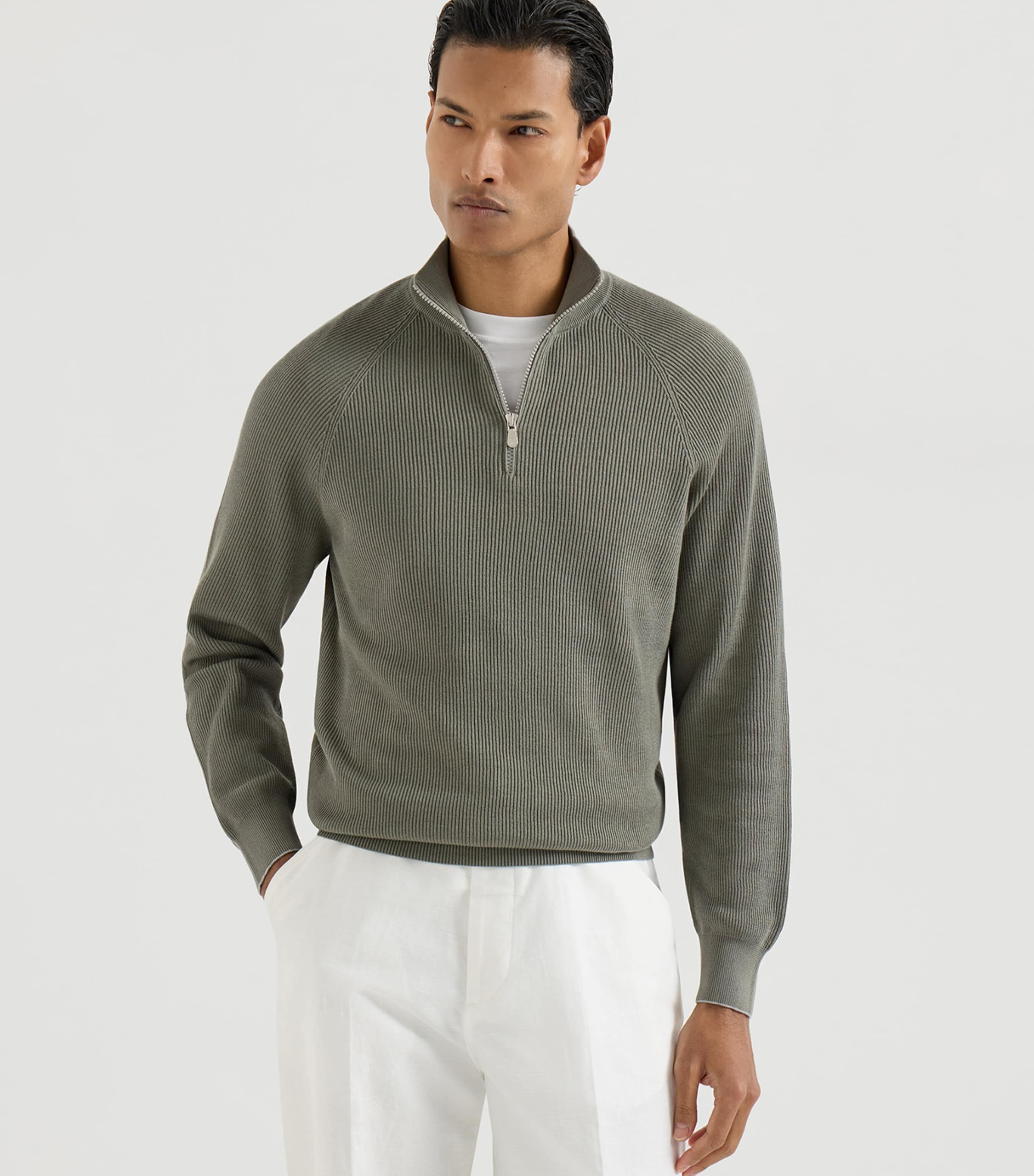 Cotton Quarter-Zip Sweater CXS05 Image 2