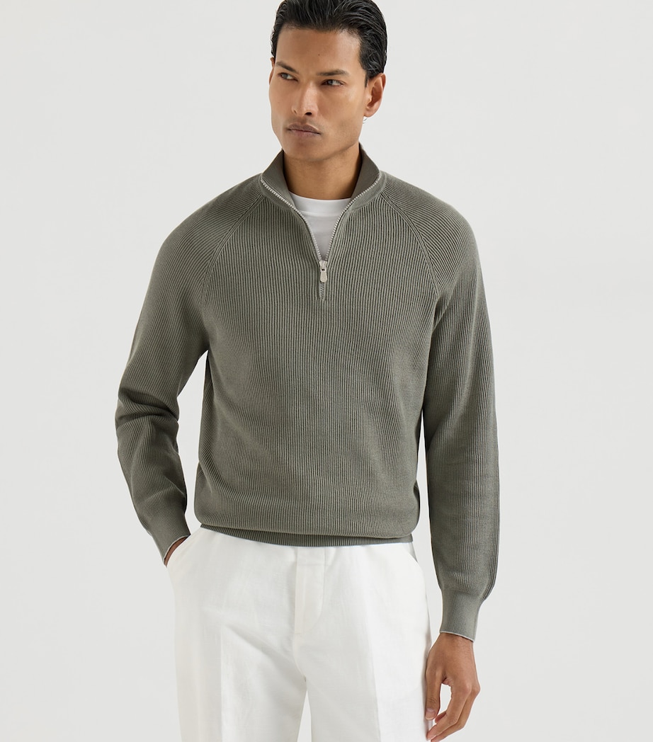 Cotton Quarter-Zip Sweater CXS05 Image 2