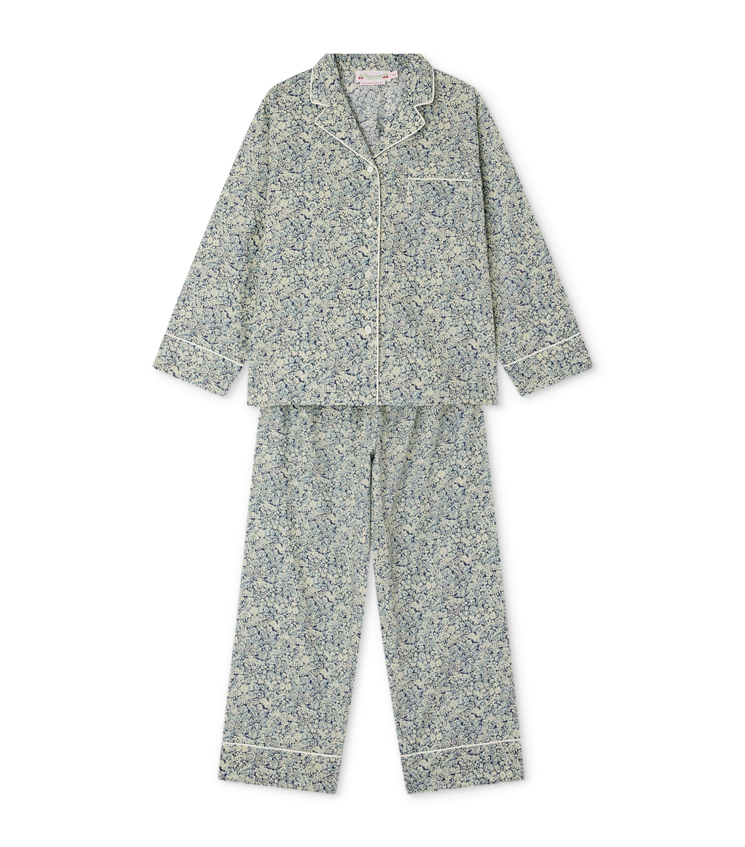 Bonpoint Organic Cotton Dormeur Pyjama Set (10-14 Years) Fl Bleu De Prusse Image 1