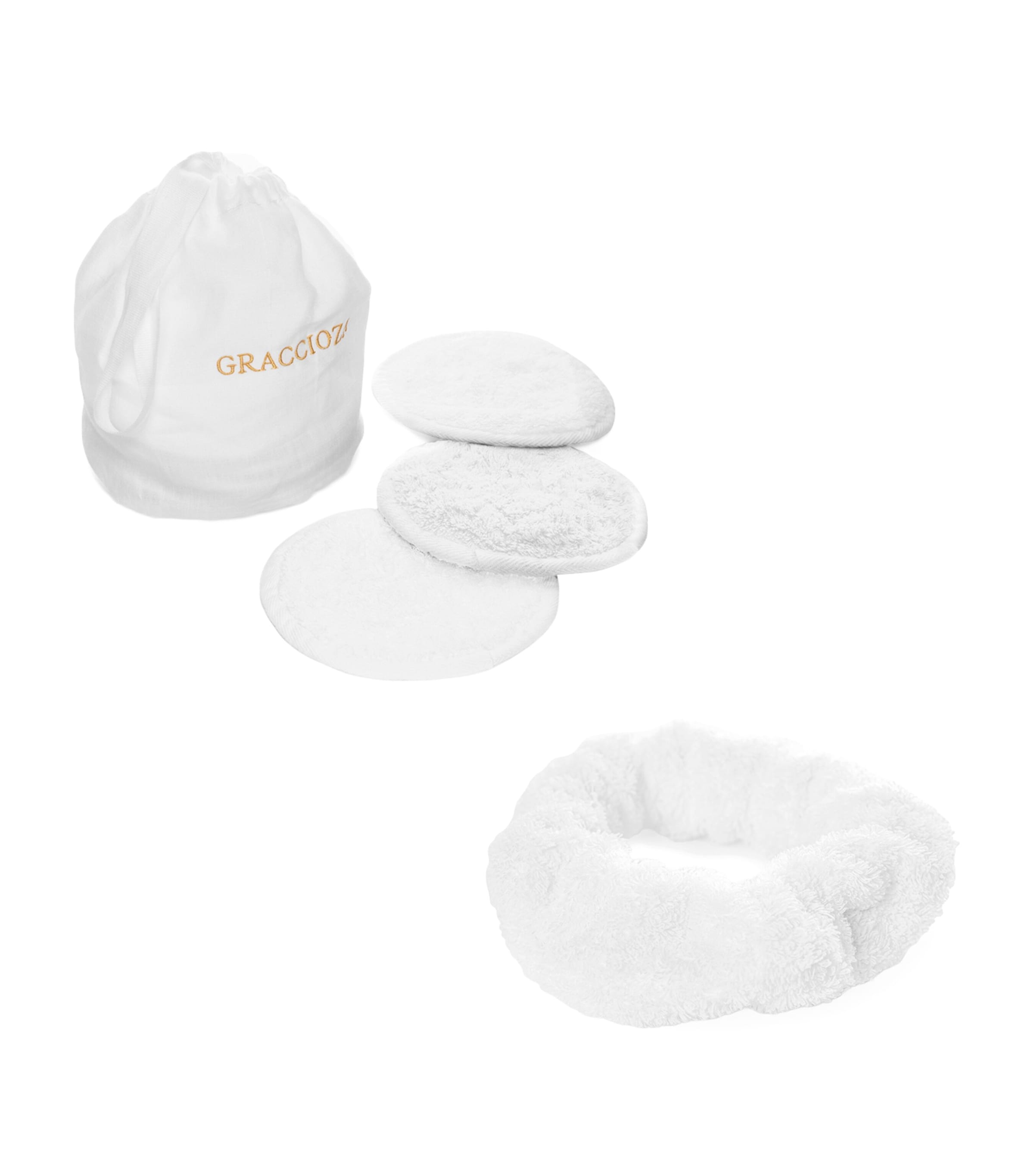 Graccioza Egyptian Cotton Egoist Make-up Remover And Hairband Set In White