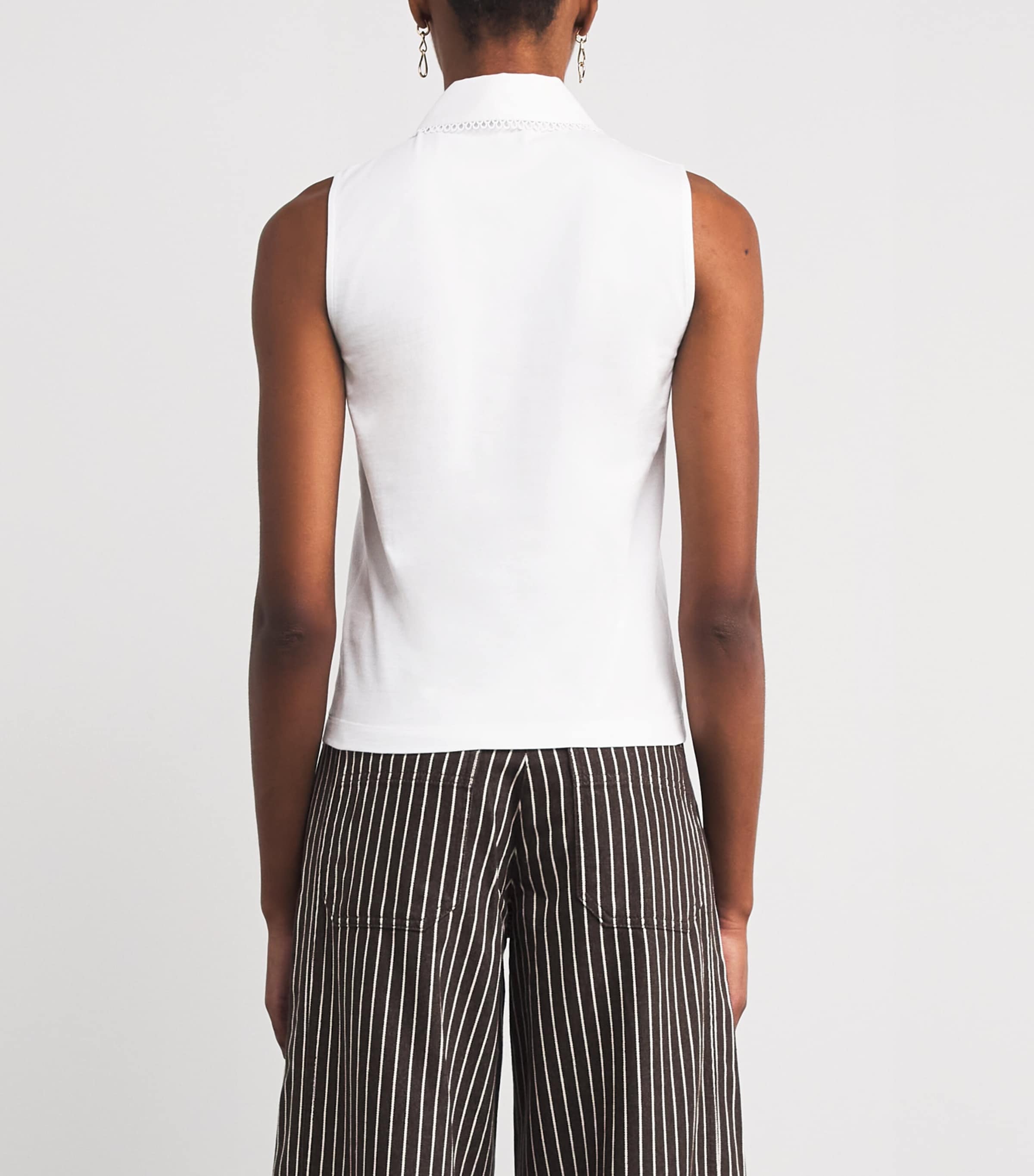 Cotton Collared Tank Top FRESH WHITE Image 4