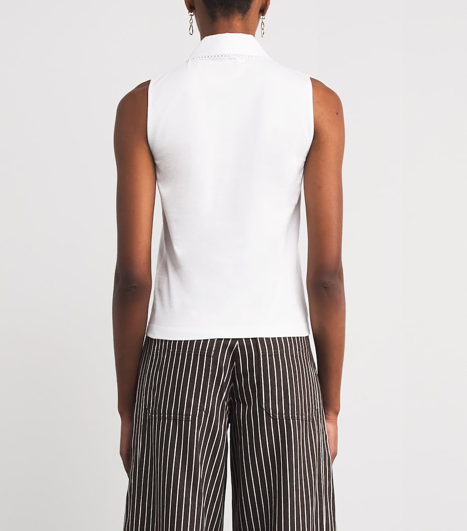 Cotton Collared Tank Top FRESH WHITE Image 4