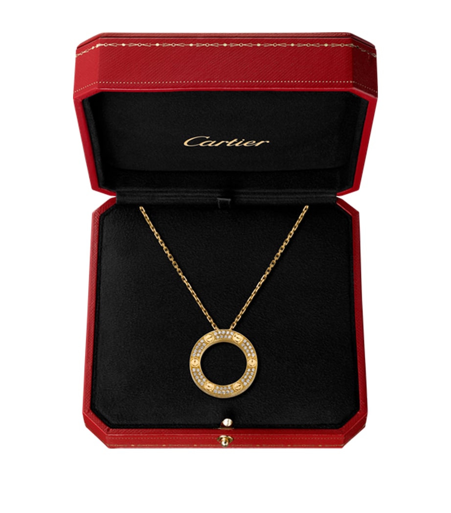 Yellow Gold and Diamond LOVE Necklace YELLOW GOLD Image 2