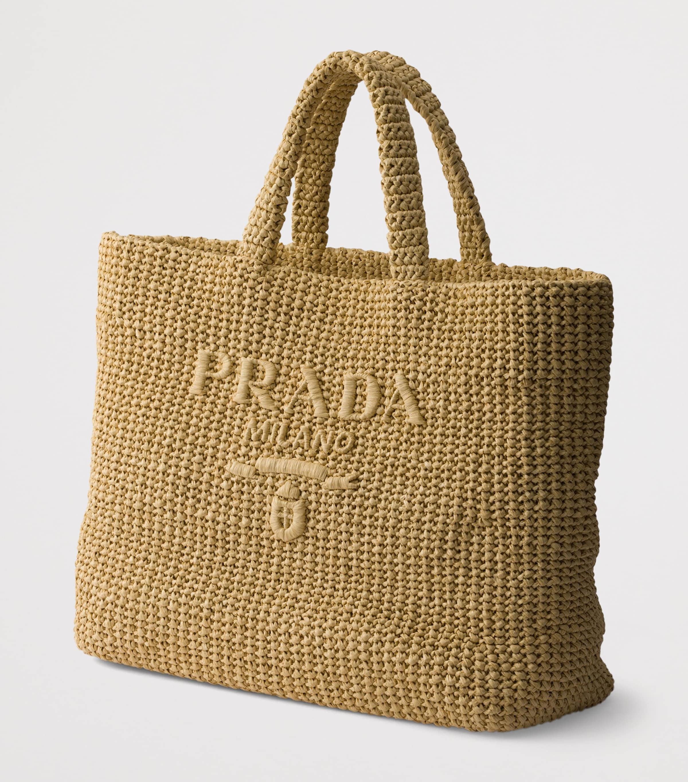 Prada Large Crochet Tote Bag Neutral Image 4