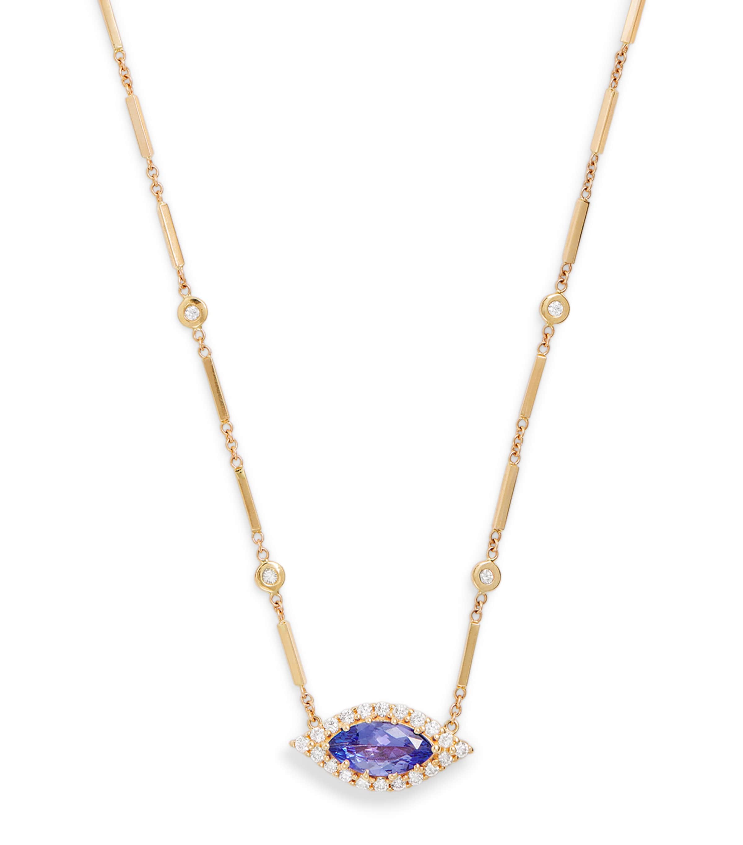 Jacquie Aiche Yellow Gold, Diamond And Tanzanite Evil Eye Necklace In Gold