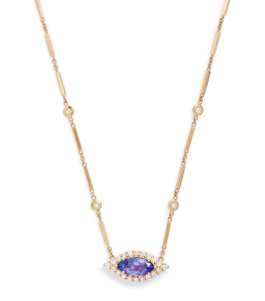 Yellow Gold, Diamond and Tanzanite Evil Eye Necklace YELLOW GOLD Image 1