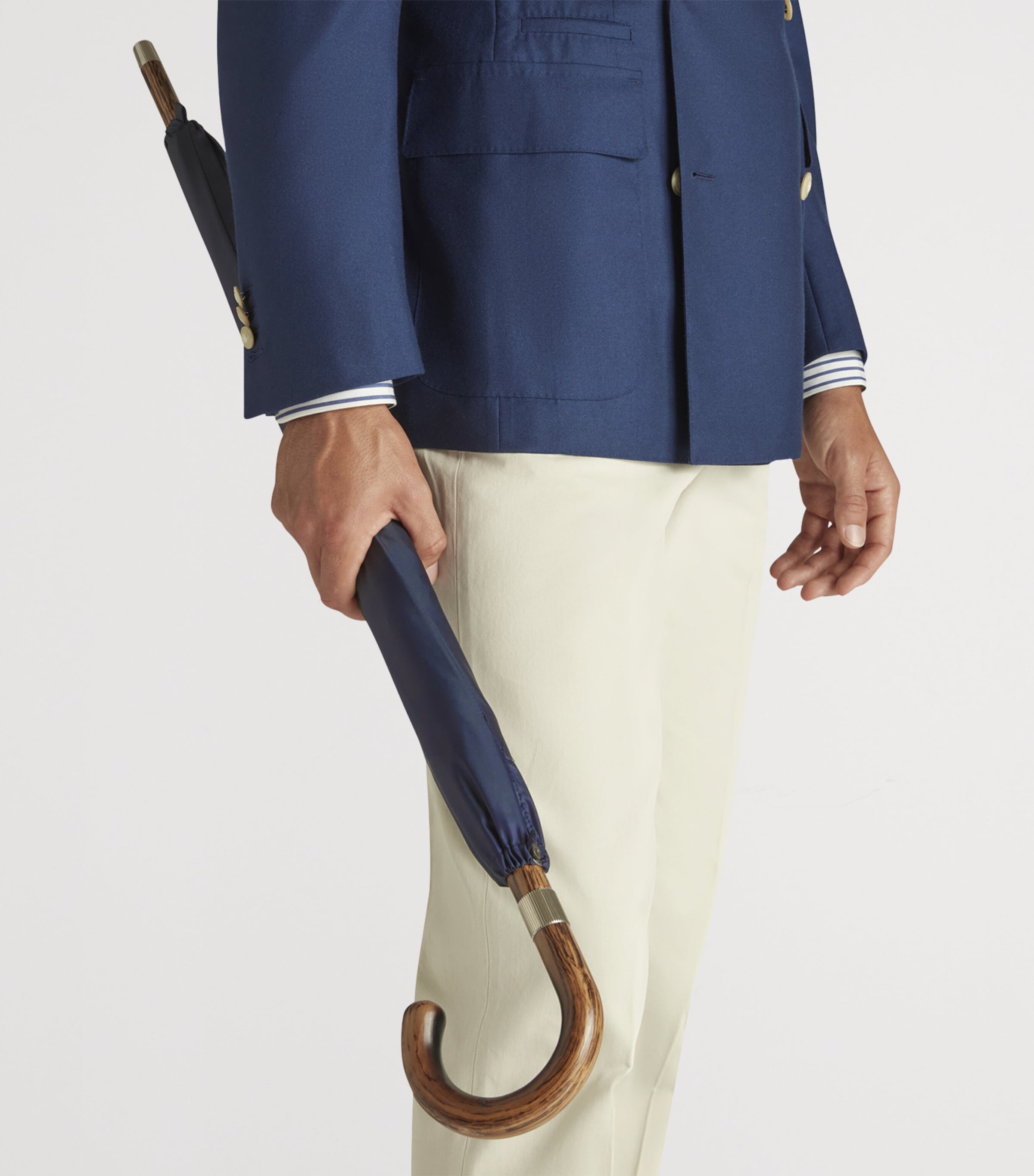 Wooden Handle Long Umbrella 410NAVY Image 5