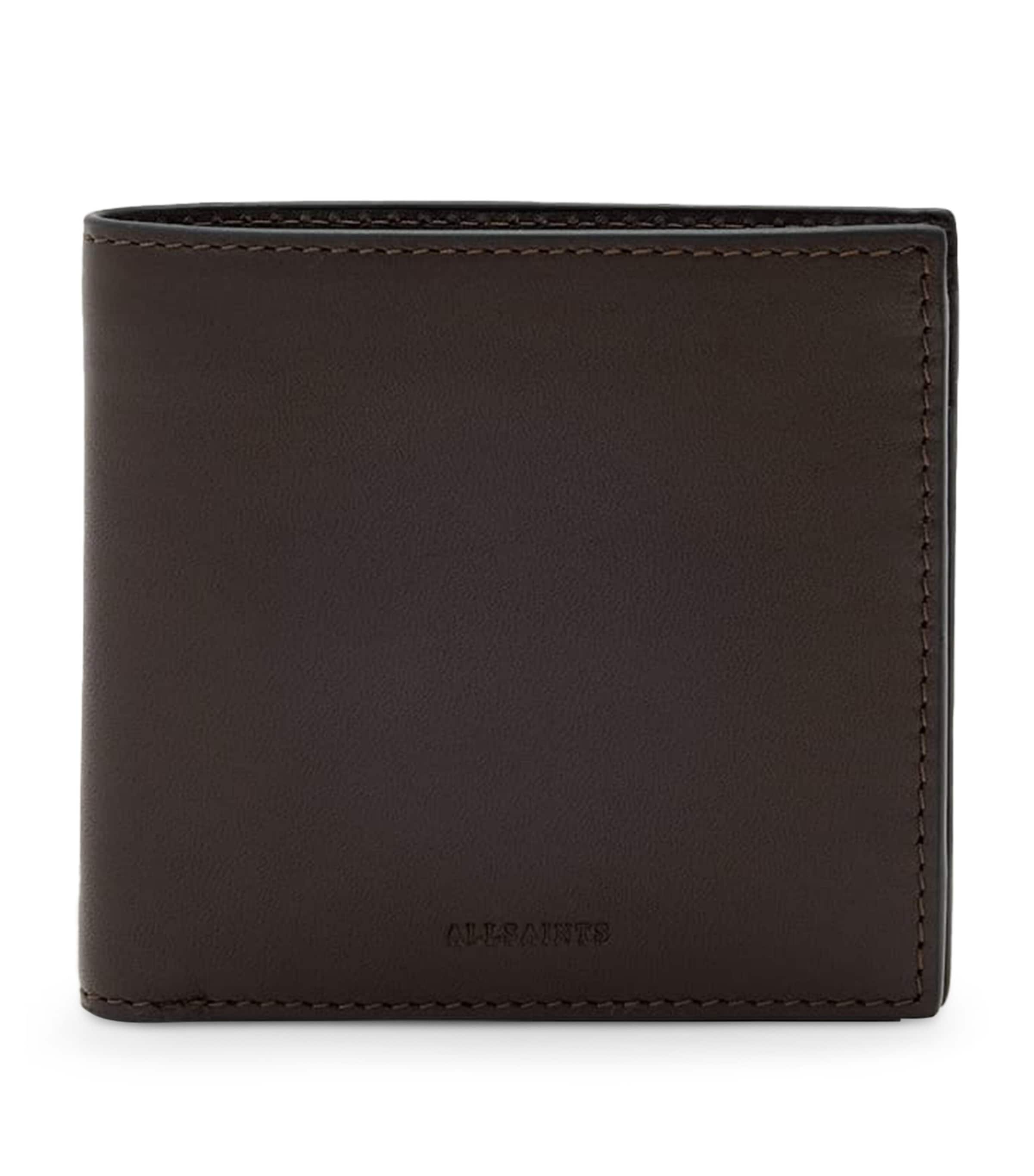 AllSaints Calfskin Delph Bifold Wallet Bitter Brown Image 1