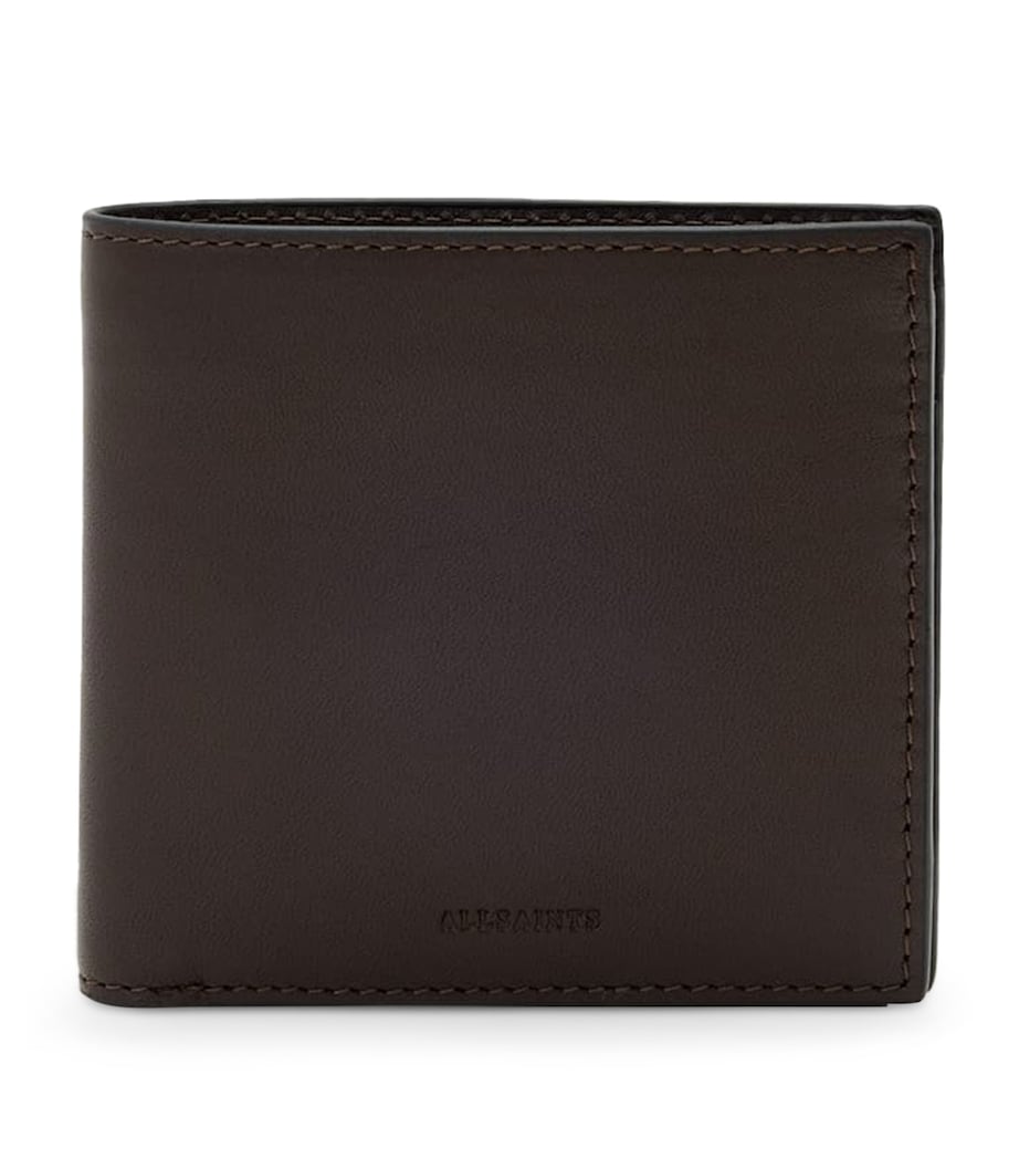 AllSaints Calfskin Delph Bifold Wallet Bitter Brown Image 1