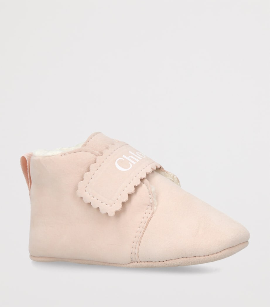 Suede Logo Booties PALE PINK Image 3