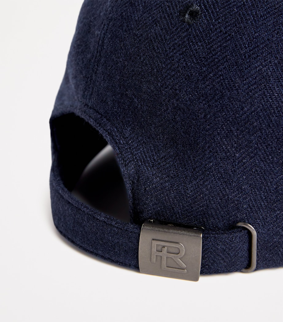 Ralph Lauren Purple Label Wool, Cashmere and Silk-Blend Mini Herringbone Cap Navy Image 4