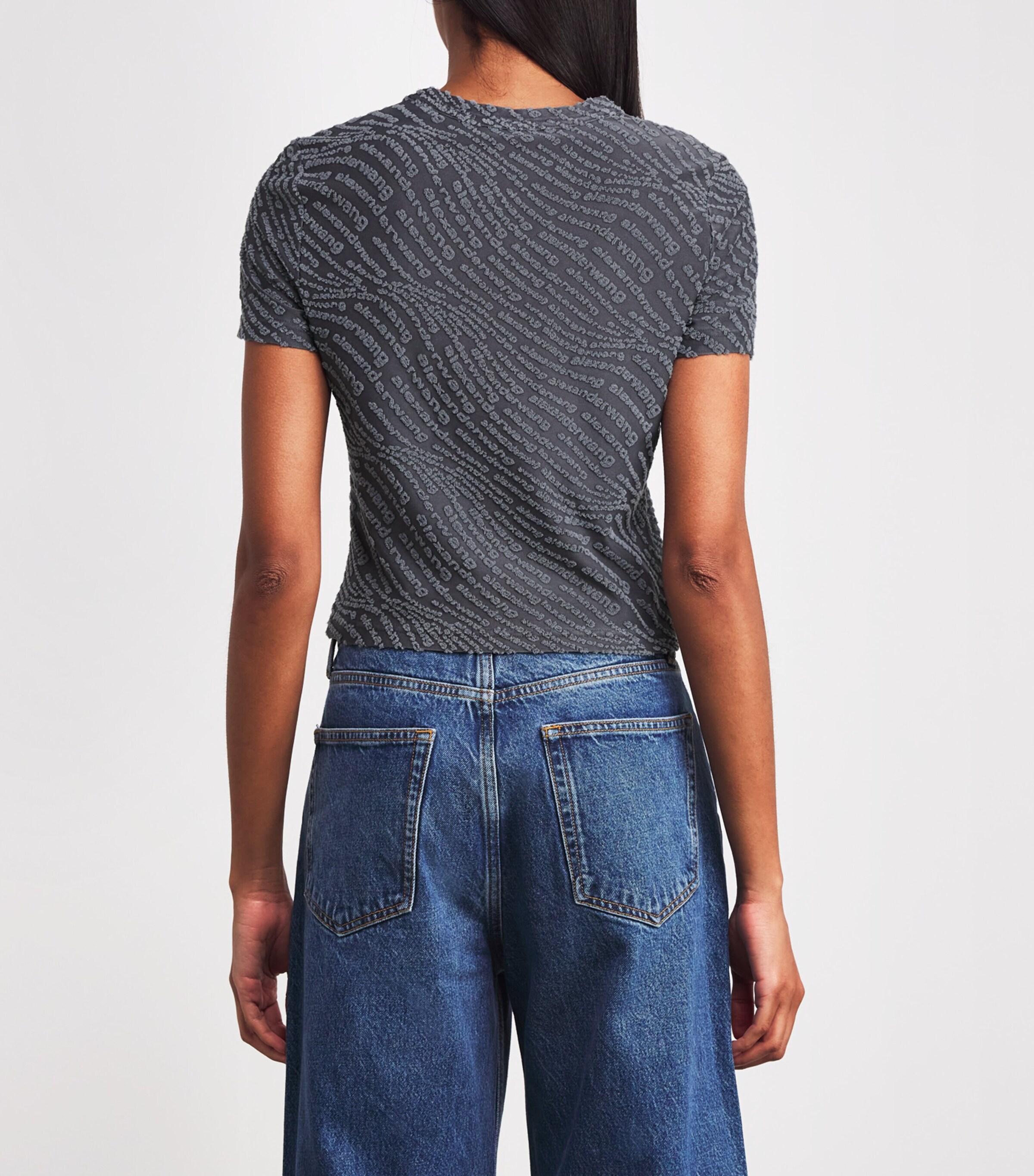 Alexander Wang Womens Jersey Logo T-Shirt Graphite Image 4