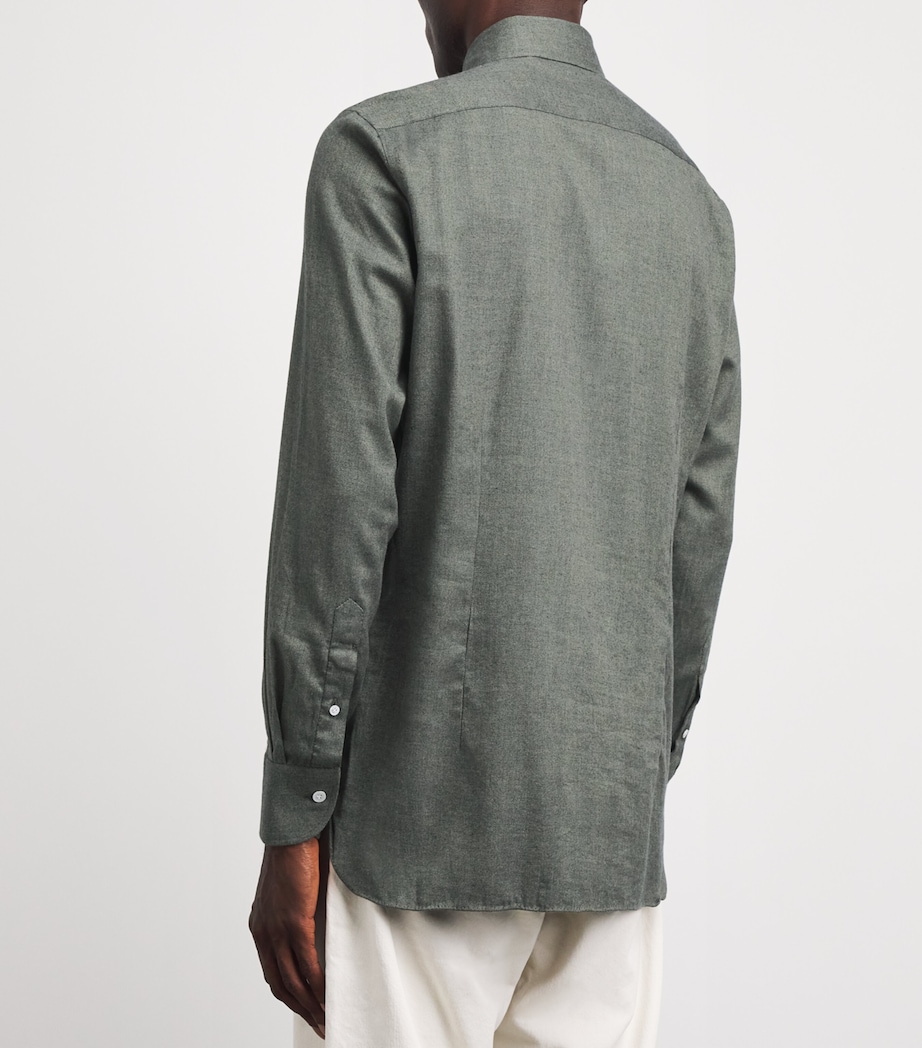 100HANDS Mens Herringbone Shirt Green Image 5
