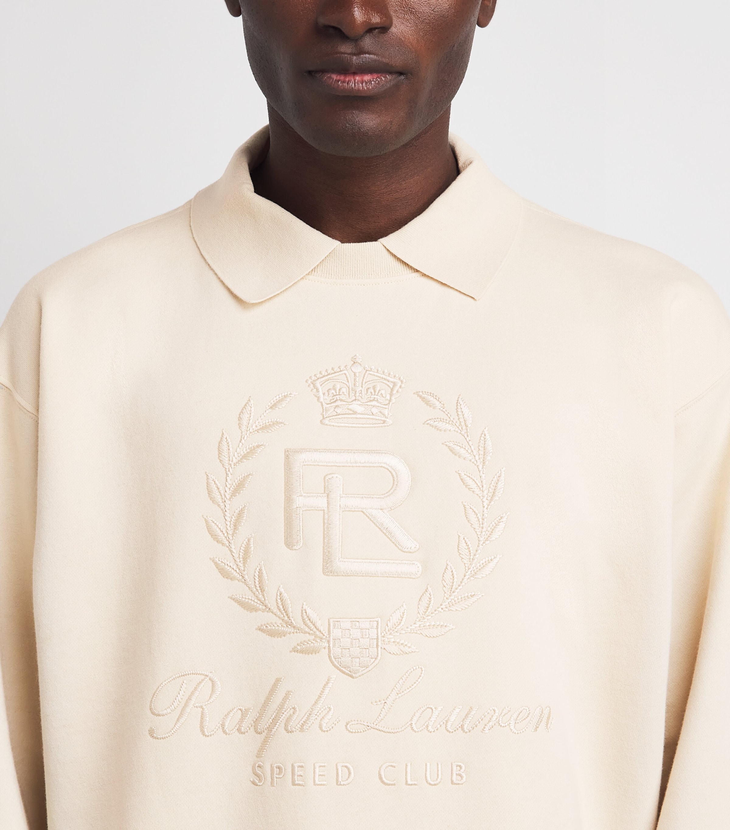 Ralph Lauren Purple Label Mens Cotton-Cashmere Crest Collar Sweatshirt Limestone Image 3
