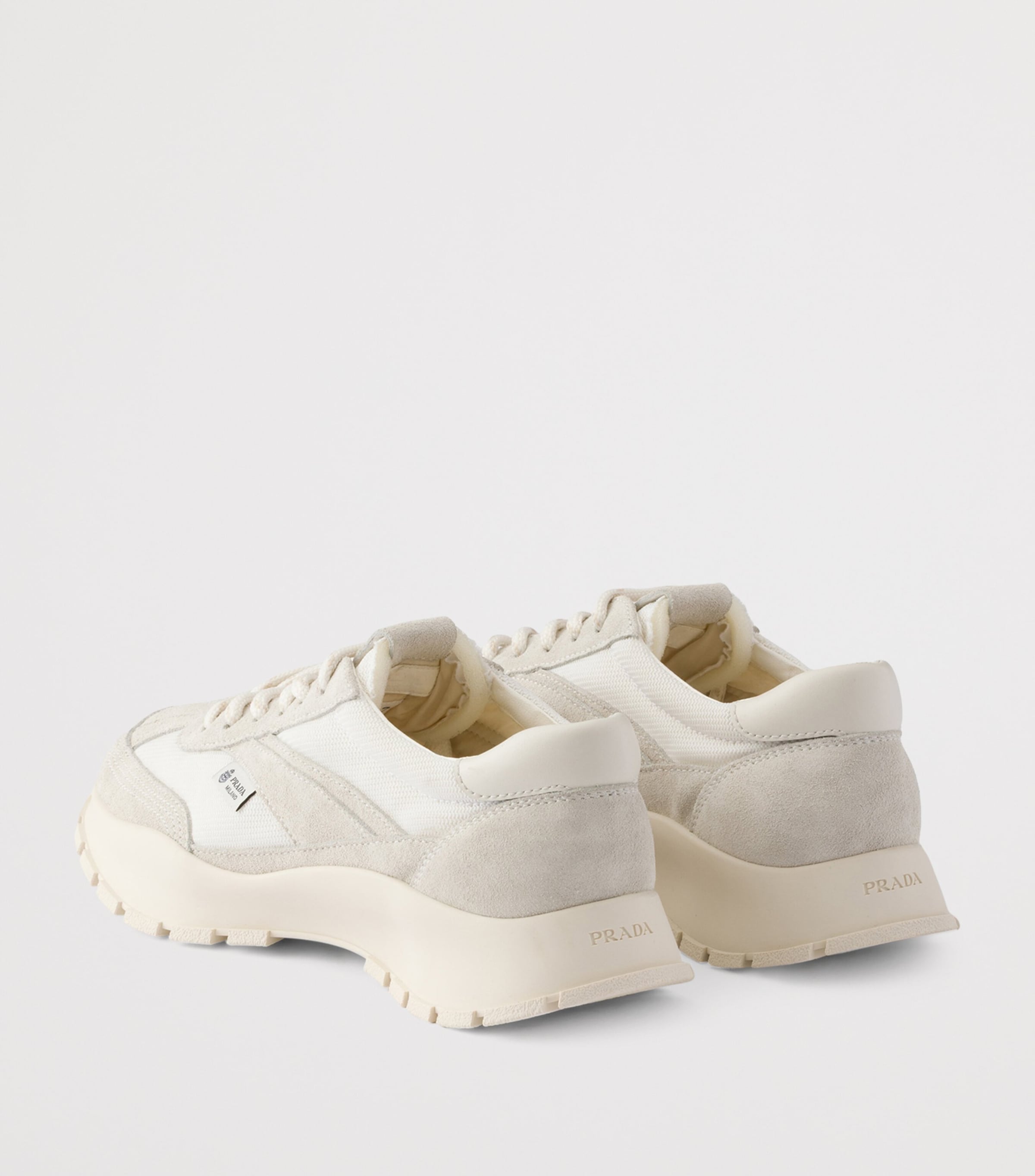 Prada Mesh and Suede Sneakers White Image 4
