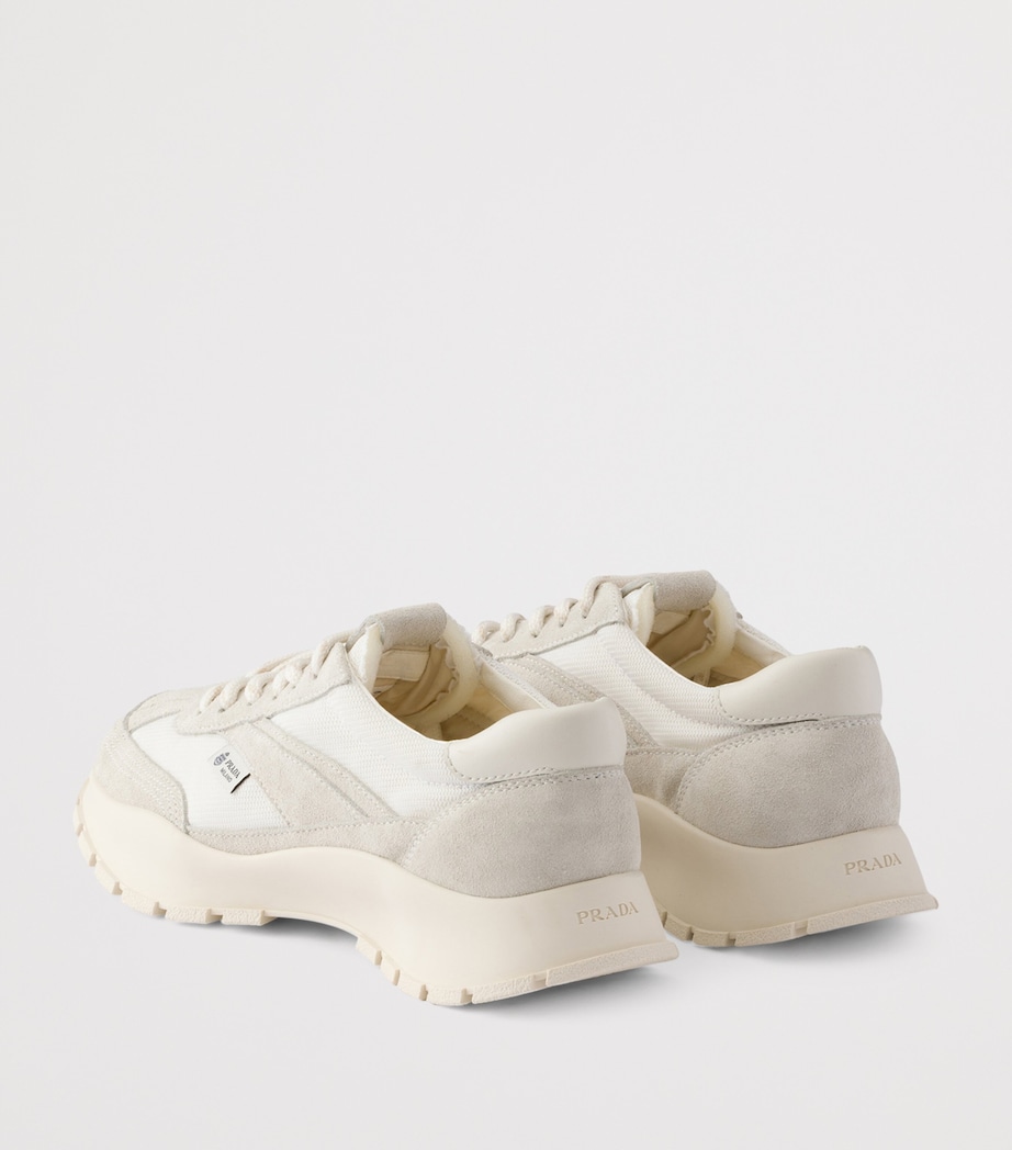 Prada Mesh and Suede Sneakers White Image 4
