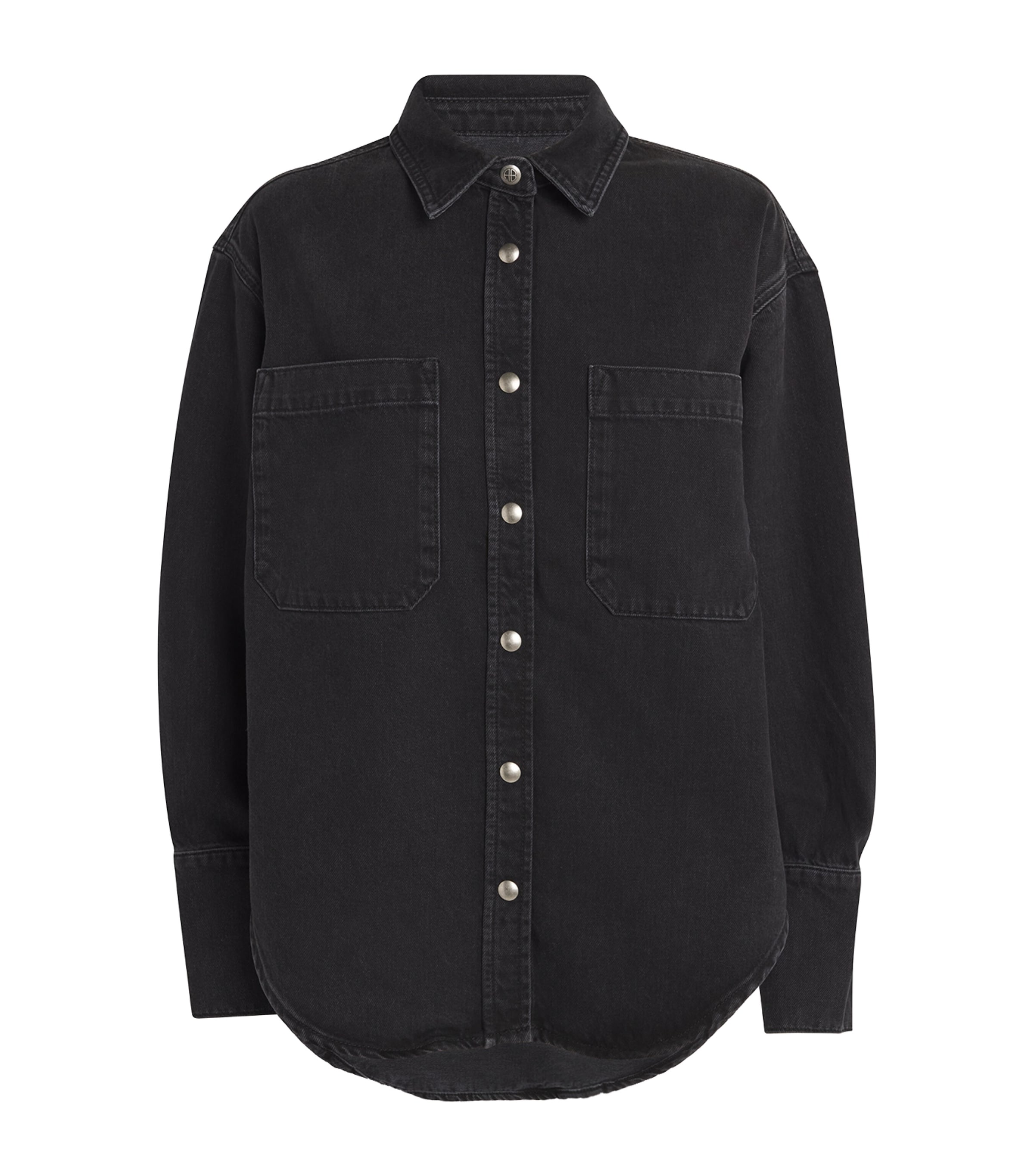 Shop Anine Bing Dante Denim Shirt In Black