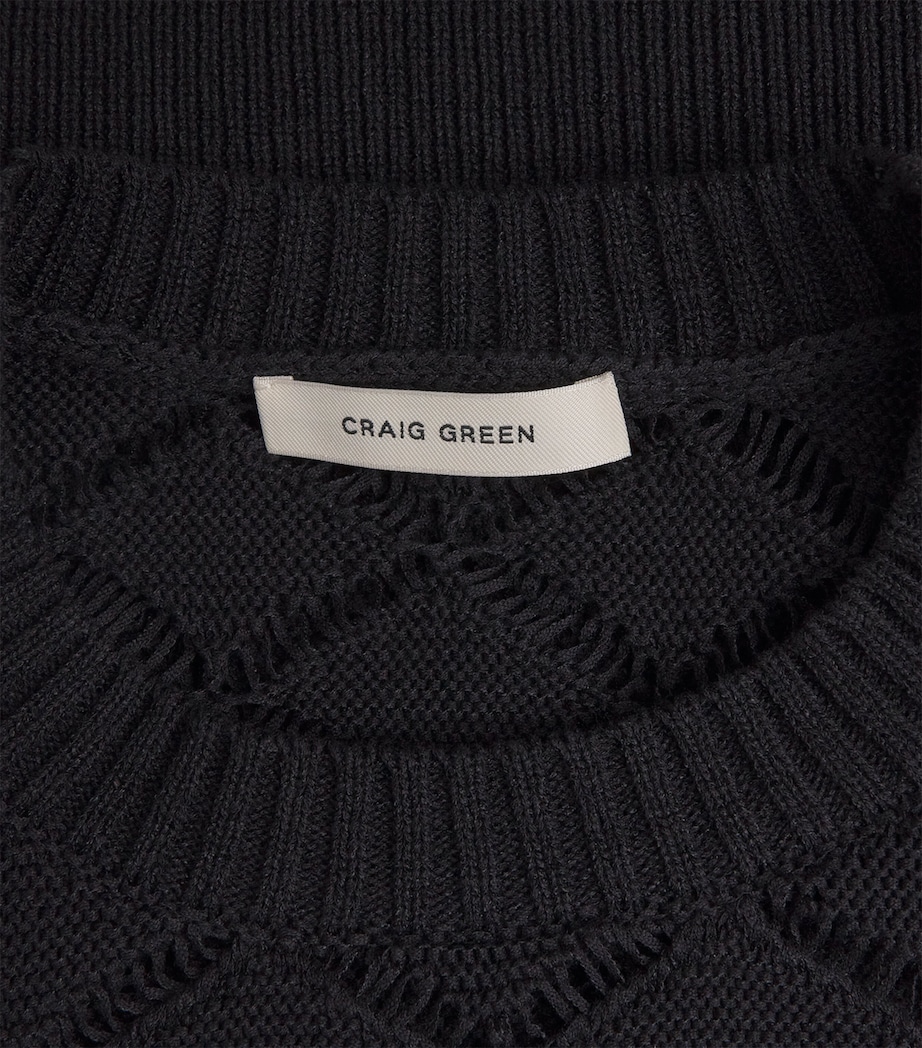 Craig Green Mens Cotton-Blend Pointelle Sweater Black Image 5