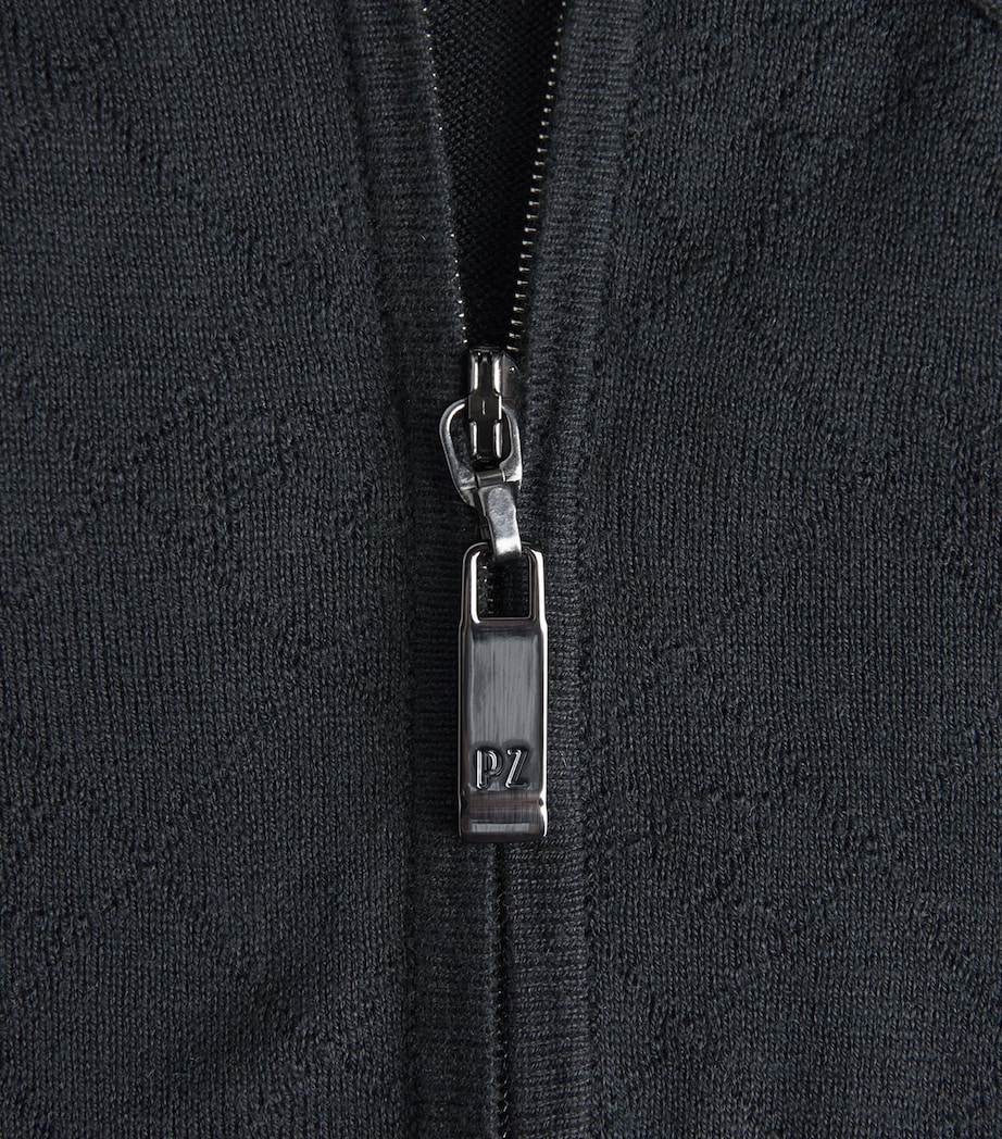 Silk-Cotton Monogram Polo Shirt 20 BLACK Image 5