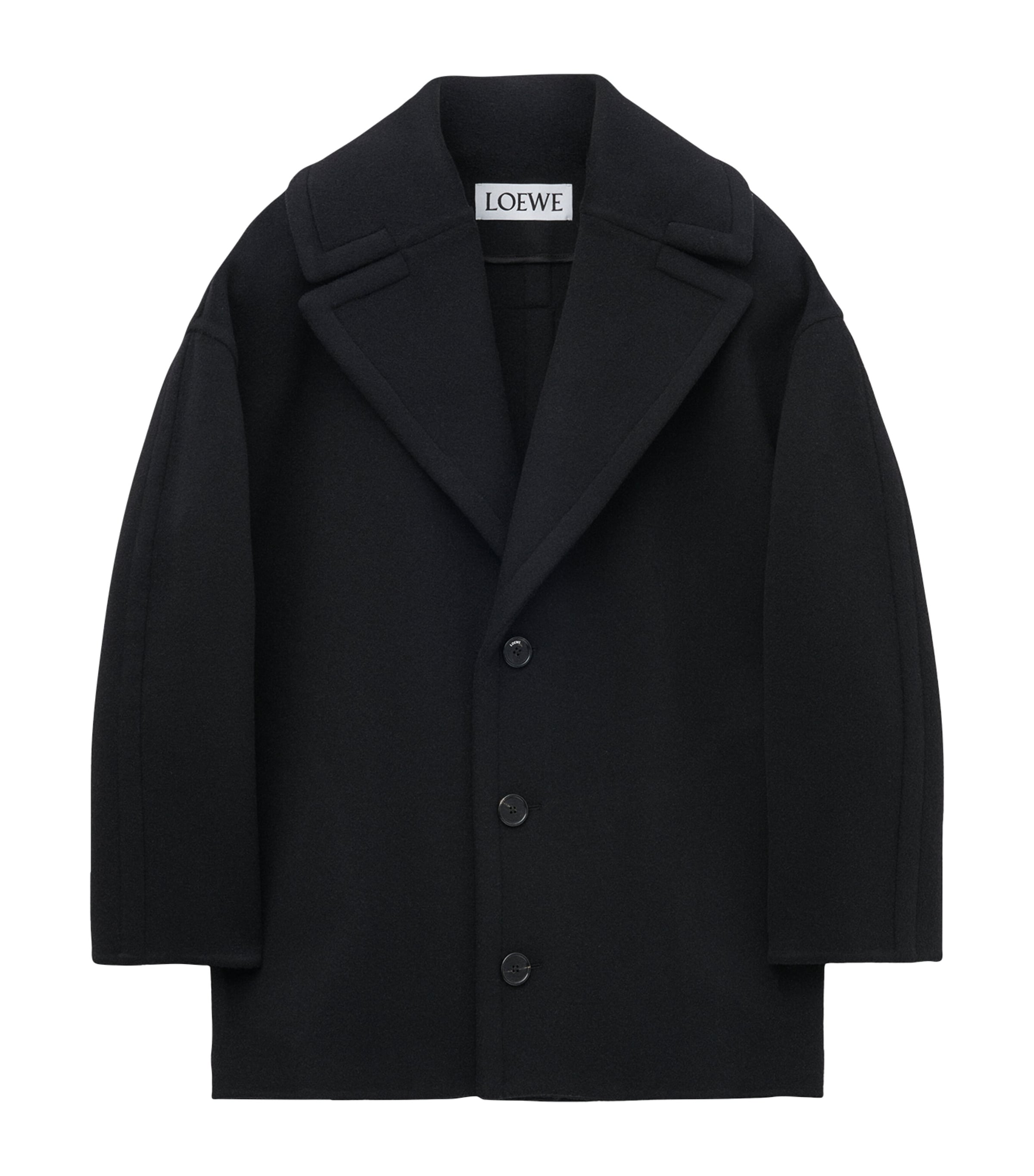 Loewe Wool Single-breasted Coat In Black