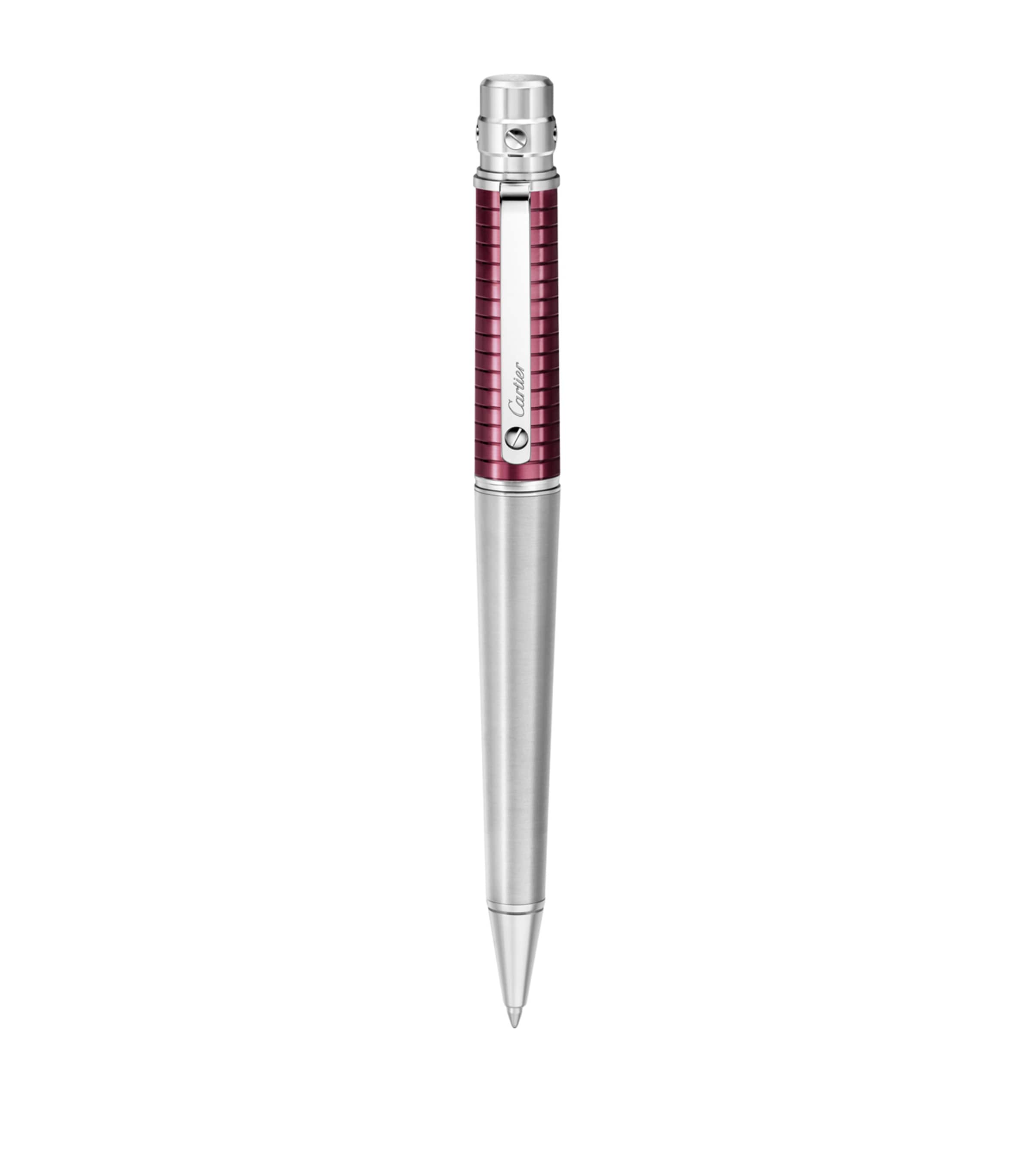 Large Santos de Cartier Ballpoint Pen BURGUNDY AND METAL Image 1