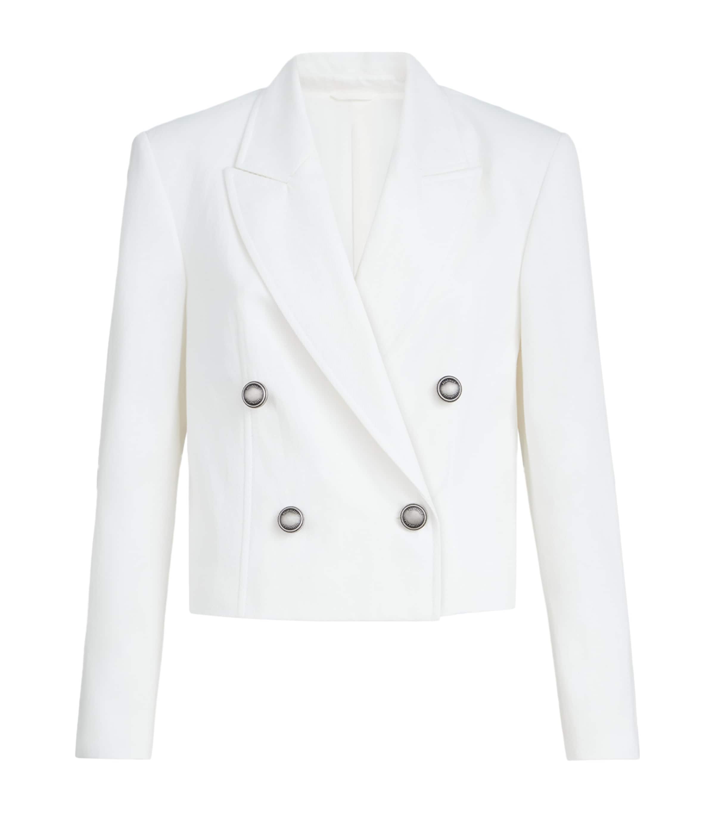 Brunello Cucinelli Womens Cotton-Paper Yarn Cropped Blazer Image 1