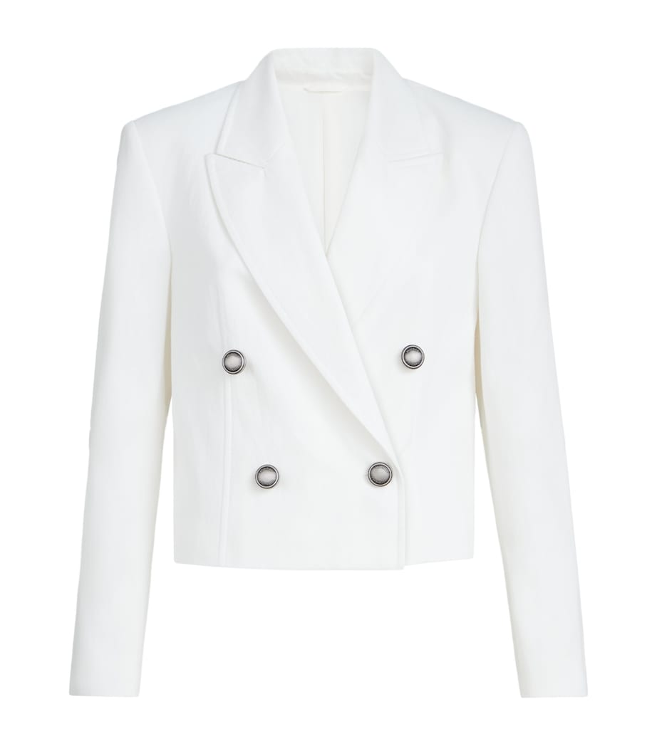 Brunello Cucinelli Womens Cotton-Paper Yarn Cropped Blazer Image 1