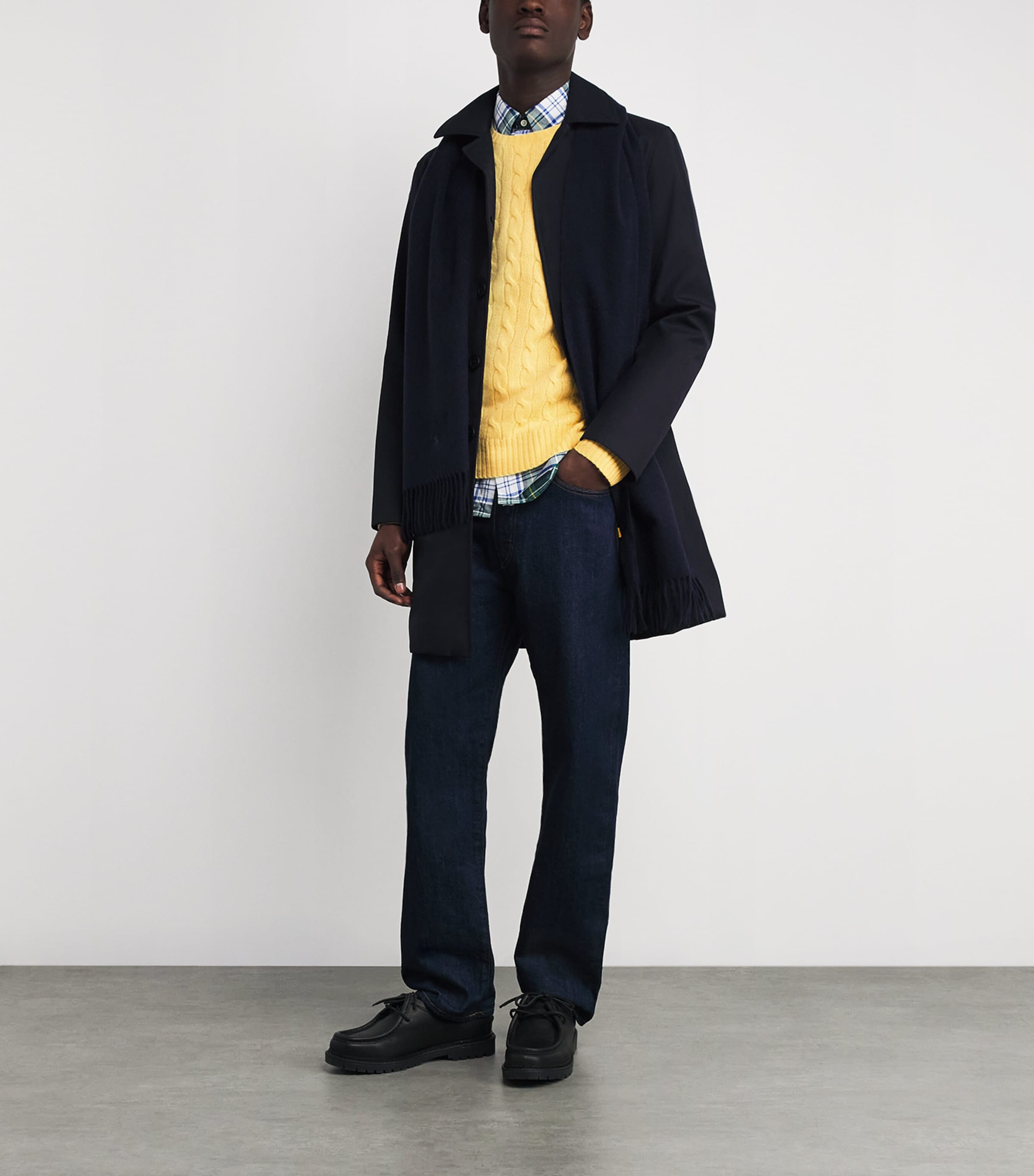 Polo Ralph Lauren Mens Wool-Cashmere Cable-Knit Sweater Yellow Image 2
