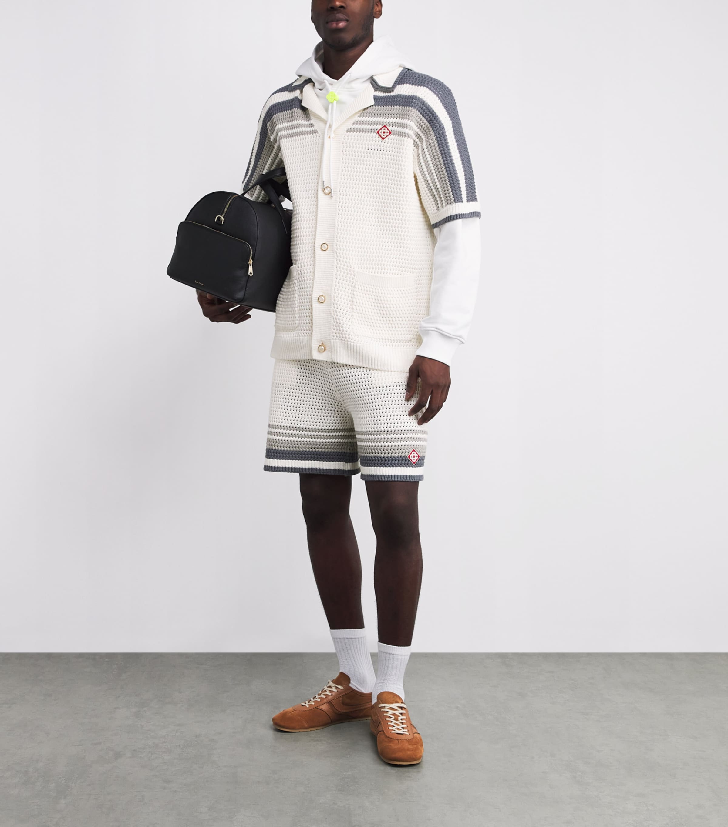 Crochet Tennis Shorts WHITE / GREY Image 2