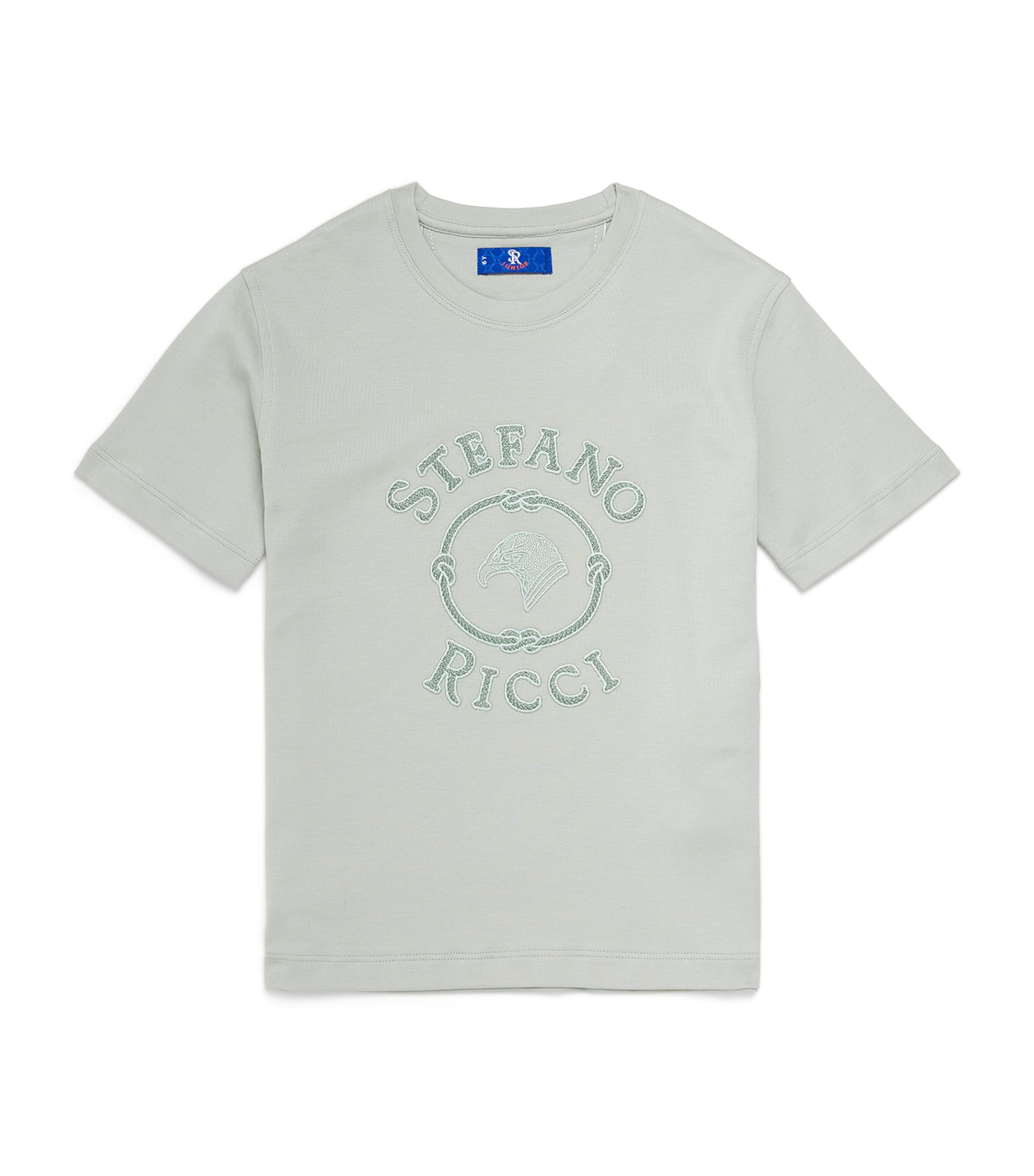 Stefano Ricci Kids Cotton Logo T-Shirt (4-16 Years) Light Green Image 1