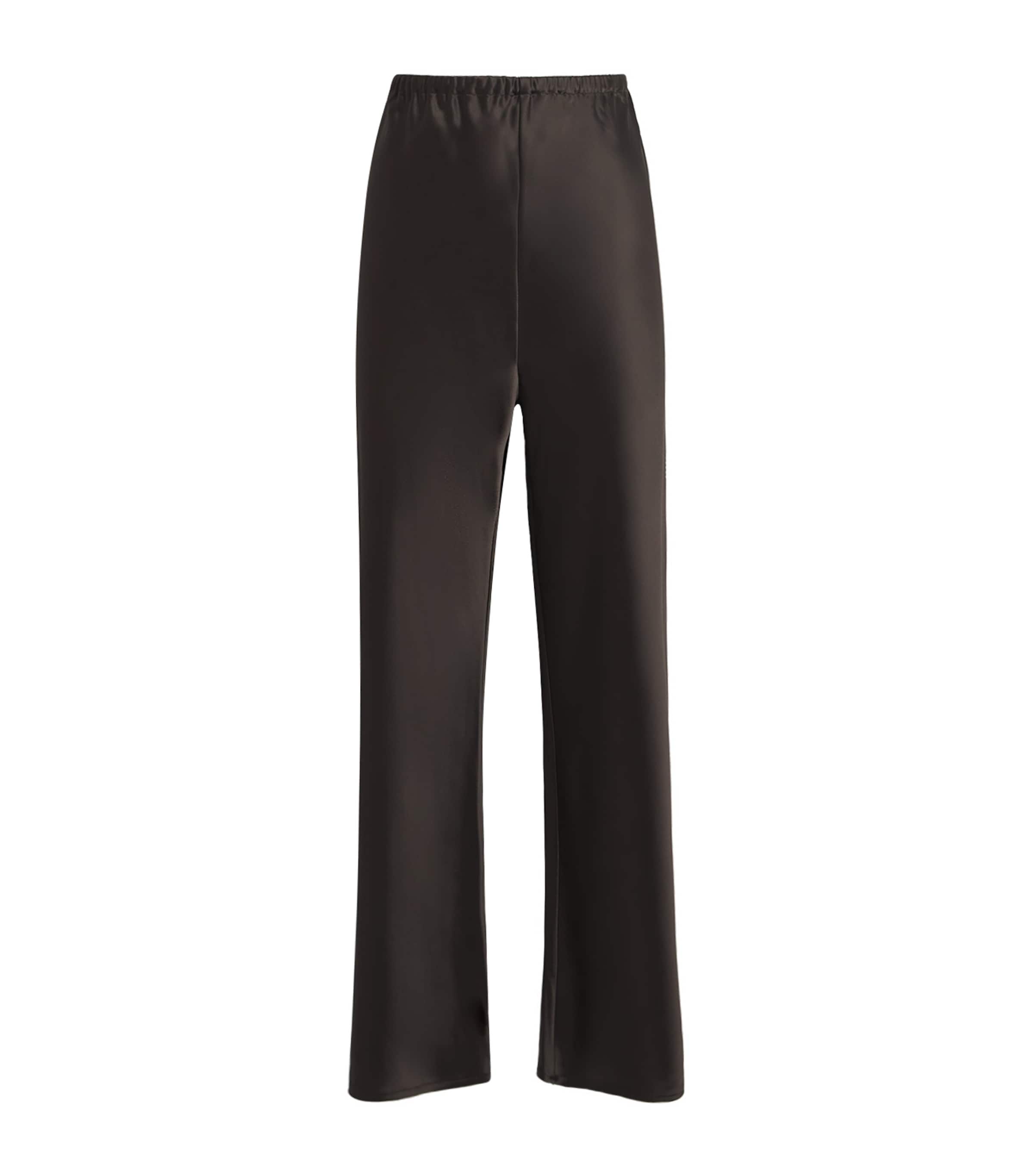 Almada Label Satin Wide-leg Trousers In Brown