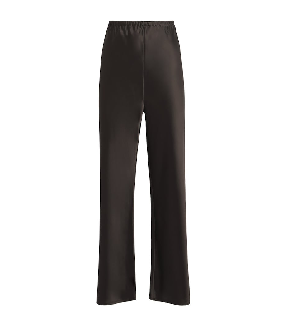 Satin Wide-Leg Trousers CHOCOLATE Image 1