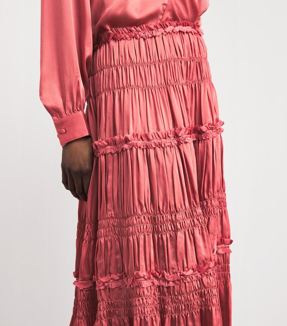 Ulla Johnson Womens Silk Ruffled Virginie Maxi Skirt Rosewood Image 3